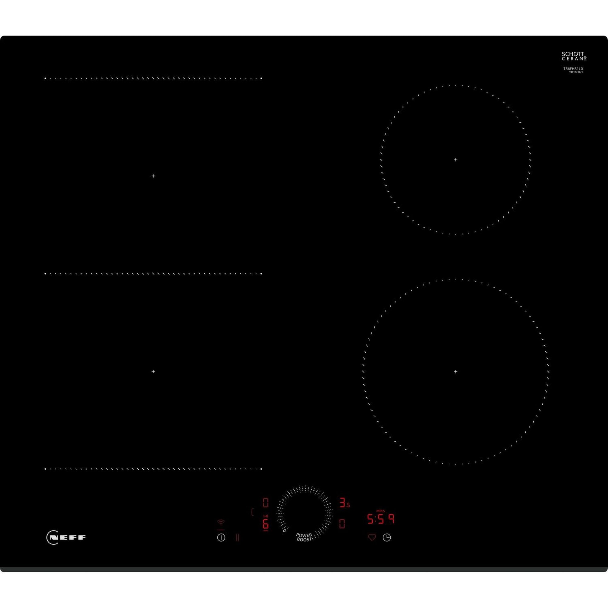 Neff T56FHS1L0KIT 59.2cm Combi Induction Hob with Free Pan Set - Black