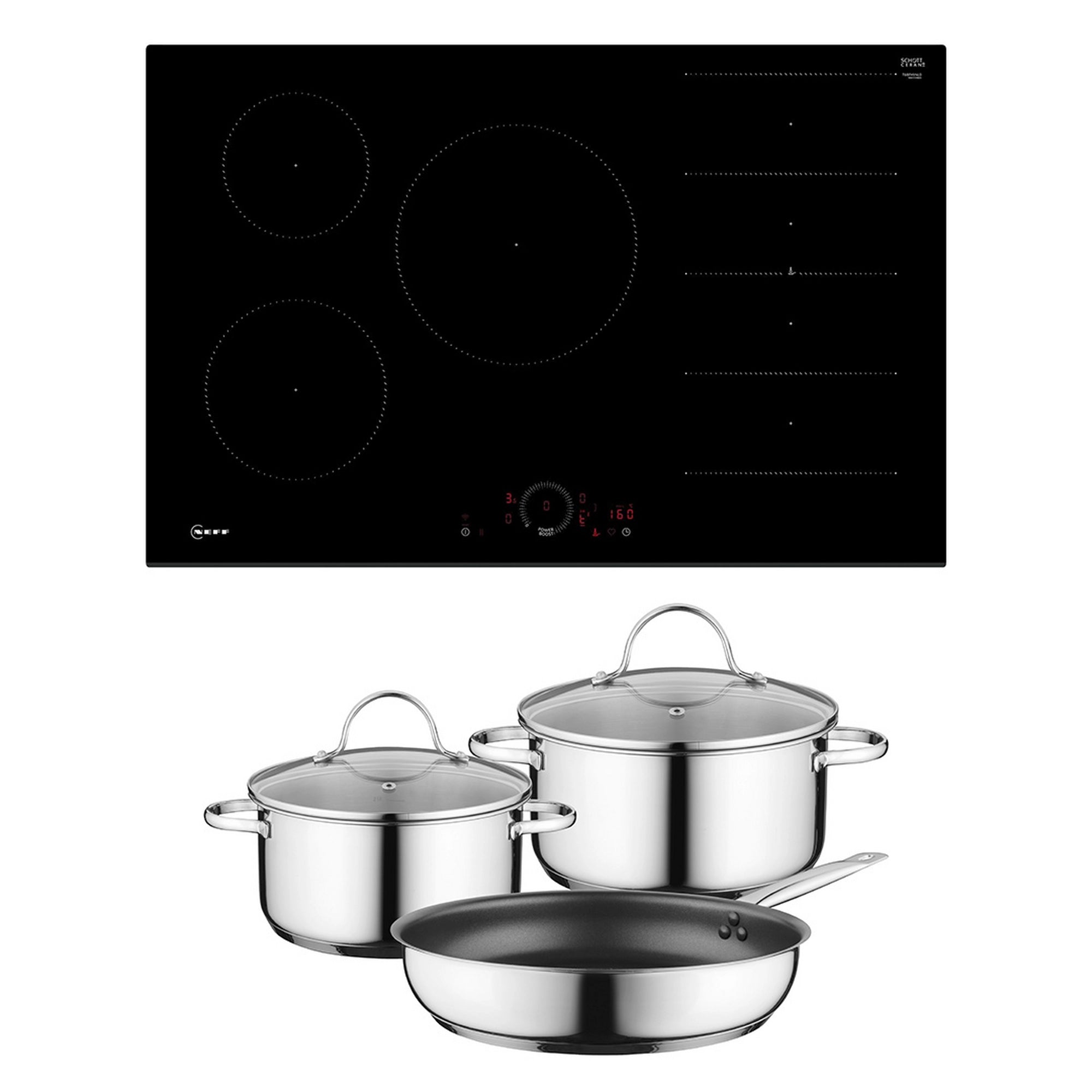 Neff T68FHV4L0KIT 80.2cm Flex Induction with Free Pan Set - Black