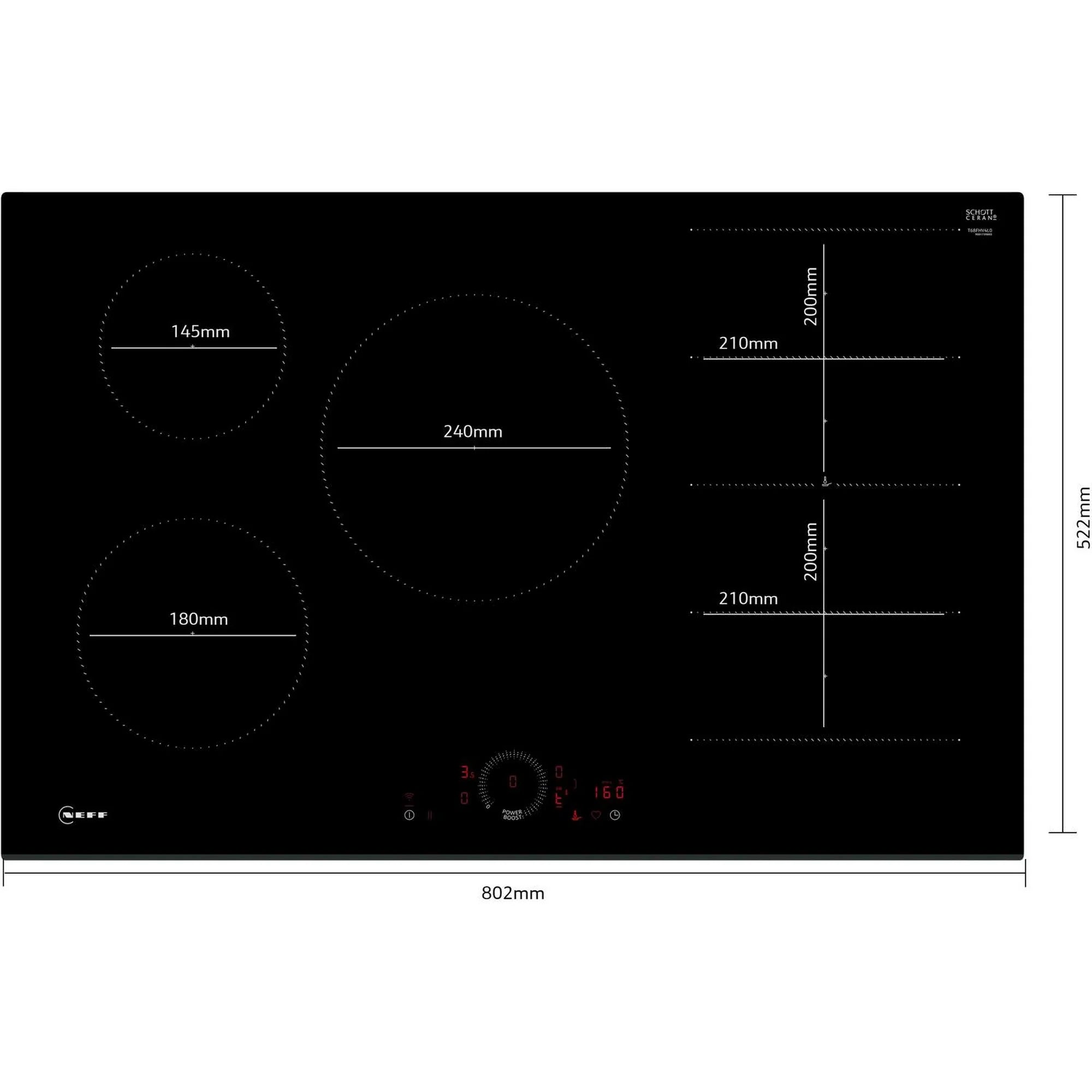 NEFF T68FHV4L0 80cm Induction Hob - Black