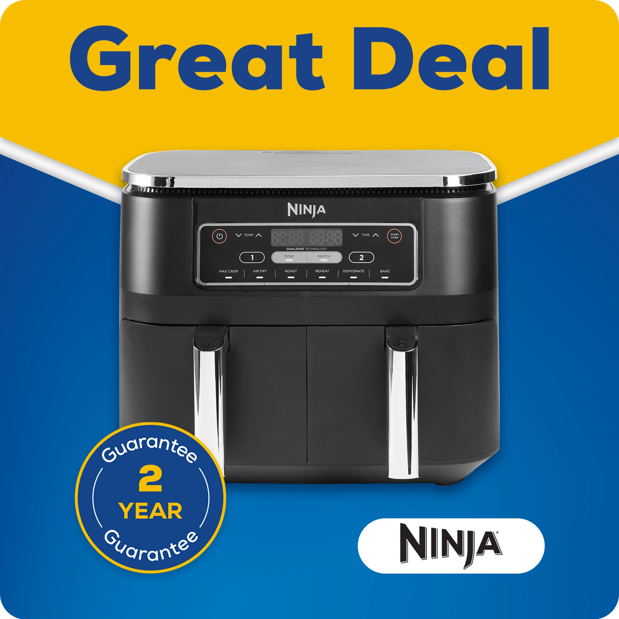 Ninja Foodi AF300UK 7.6L Dual Zone Air Fryer and Dehydrator - Black