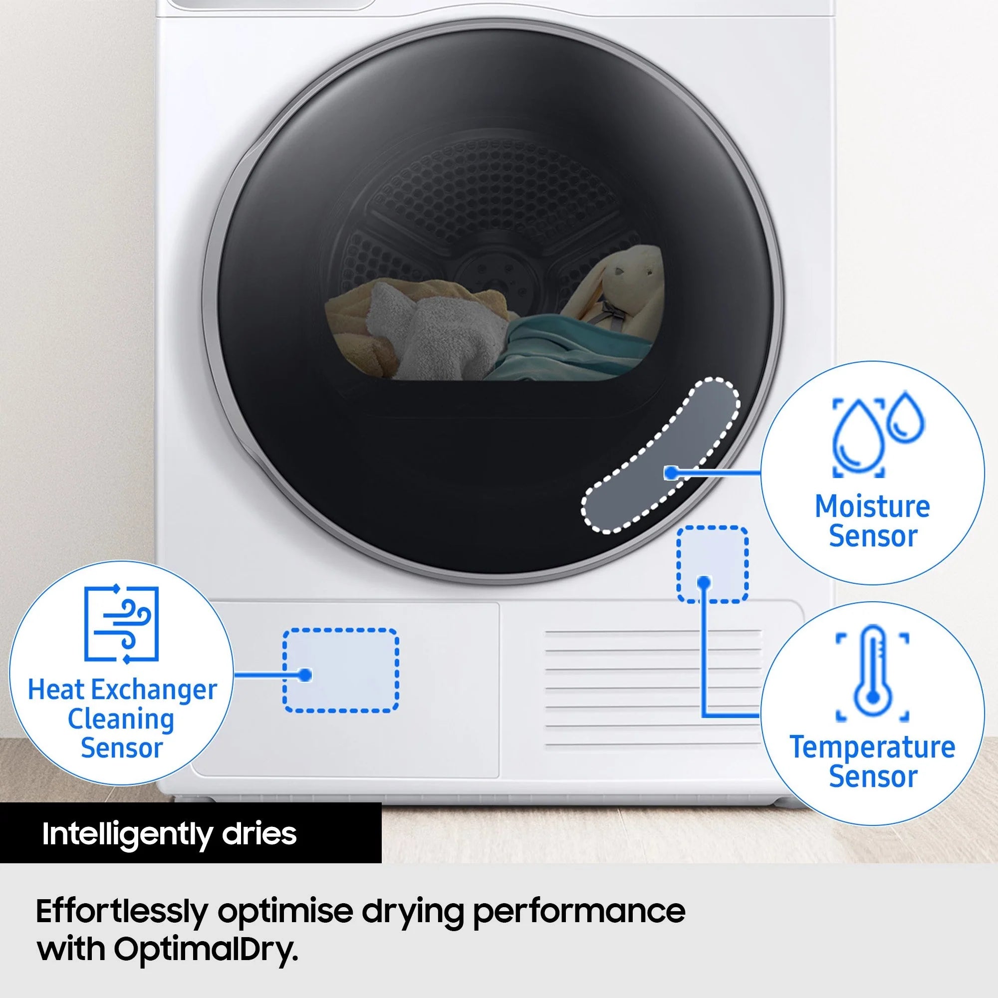Samsung Series 5 OptimalDry™ DV90CGC0A0AEEU 9kg Smart Heat Pump Tumble Dryer - White