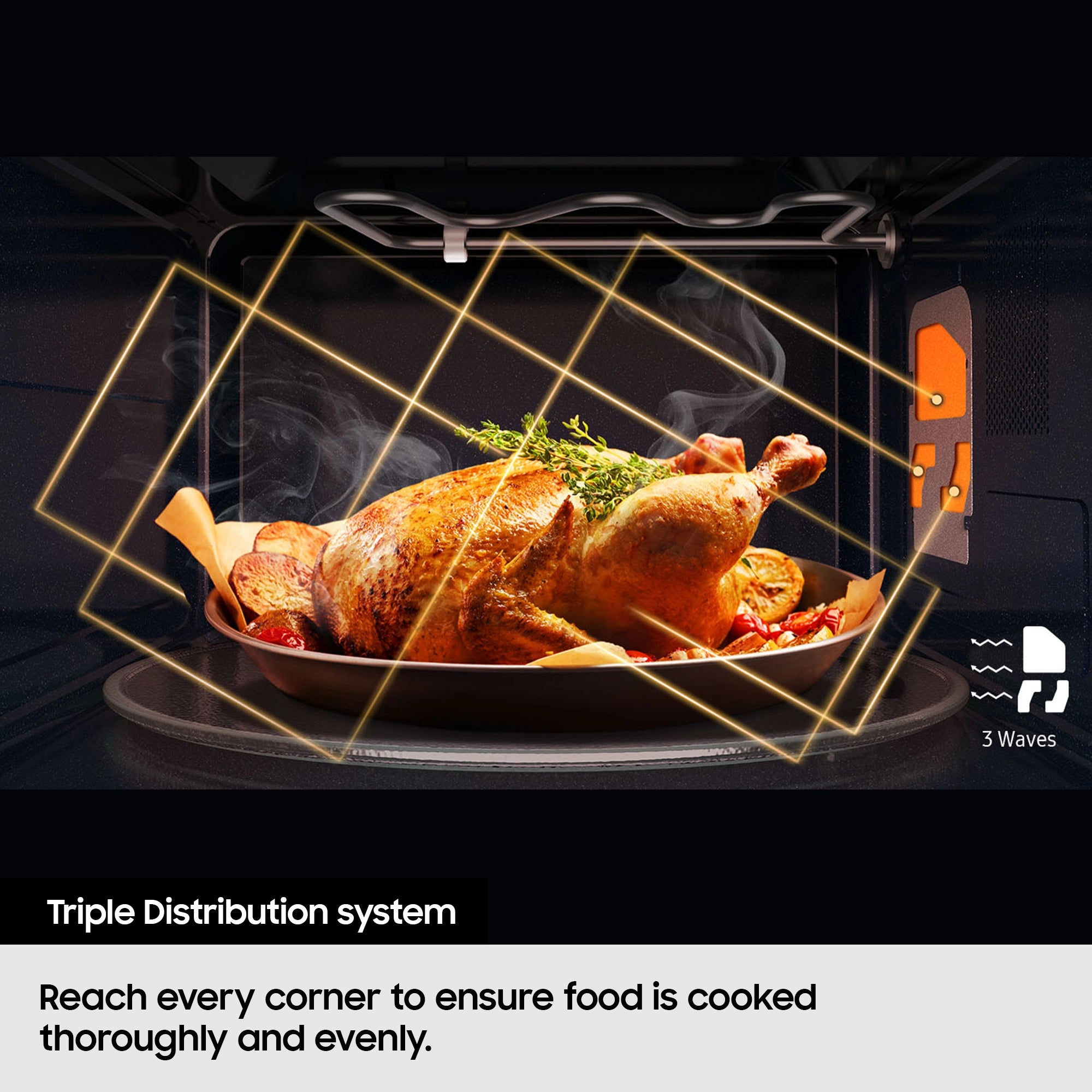 Samsung MS23K3515AKEU 23L Solo Microwave Oven with Triple Distribution System - Black