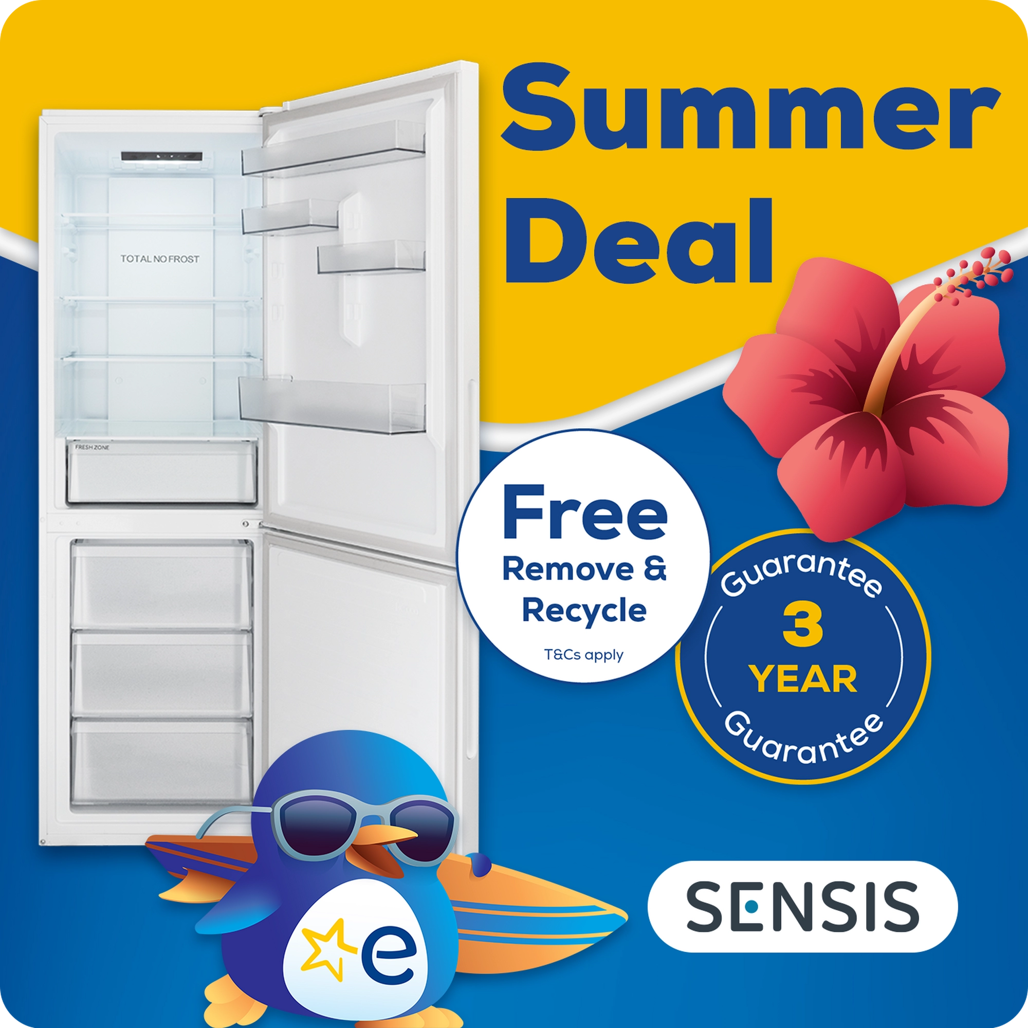 Sensis RFCMF0160EW 59.5cm Fridge Freezer - White