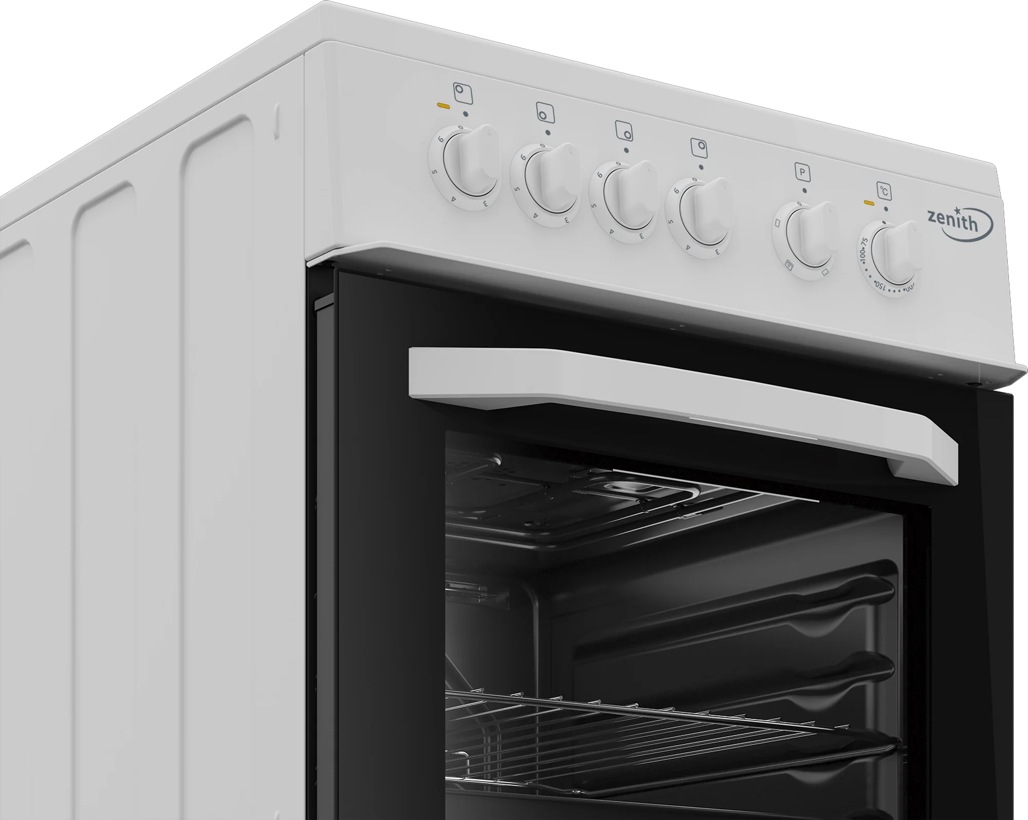 Zenith ZE503W 50cm Electric Single Oven with solid plate - hob White
