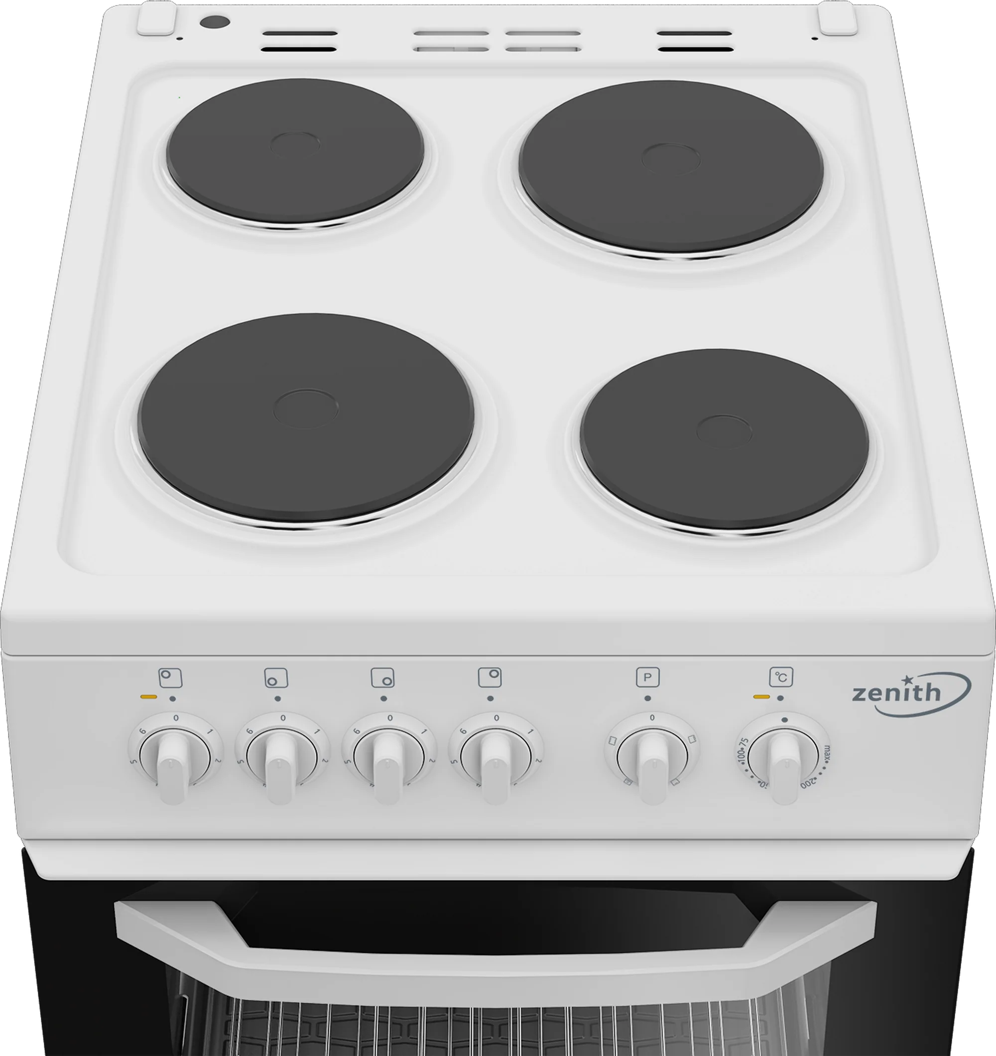 Zenith ZE503W 50cm Electric Single Oven with solid plate - hob White