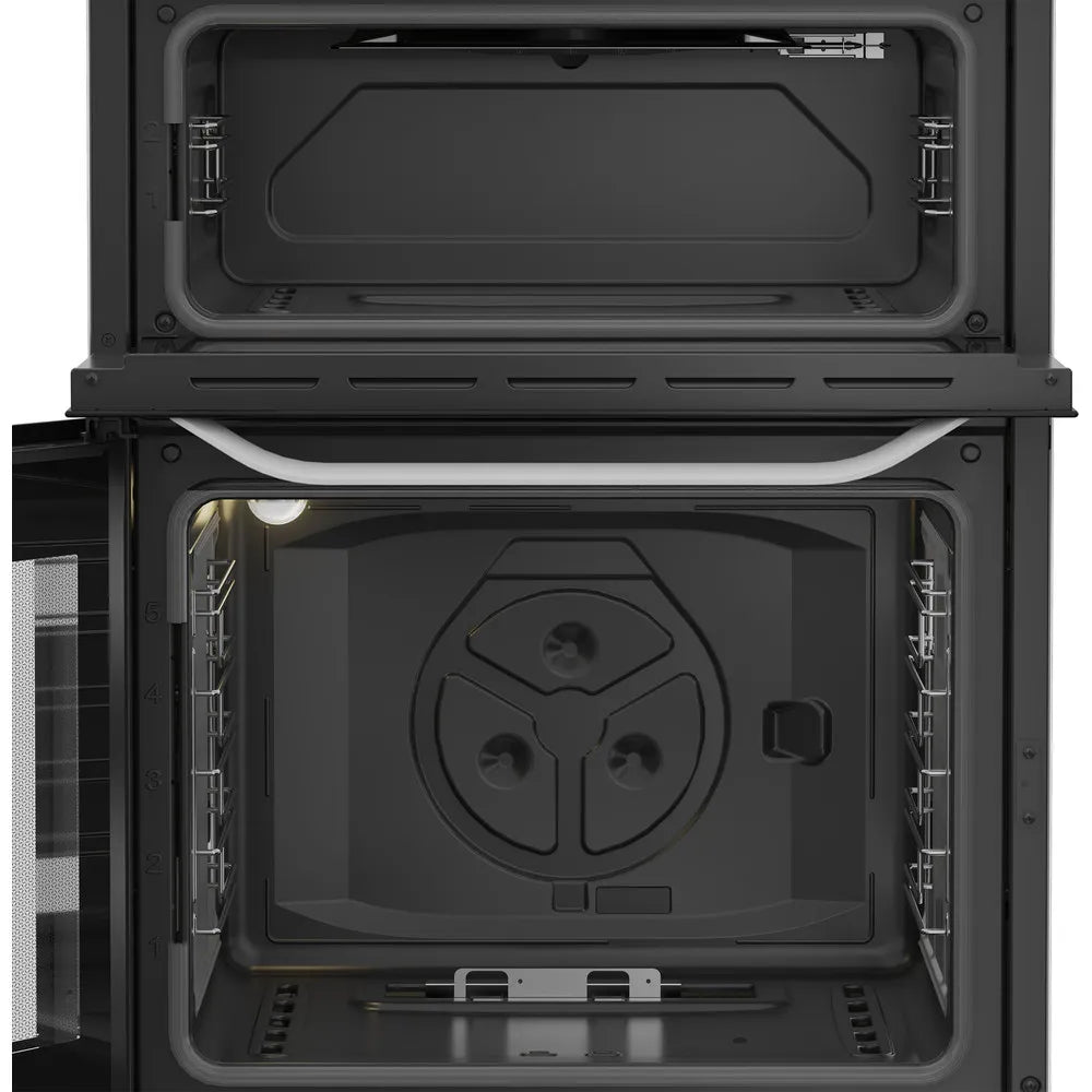 Hotpoint HTG6GDCW 60cm Freestanding Gas Twin Cavity Cooker with Glass Lid In White
