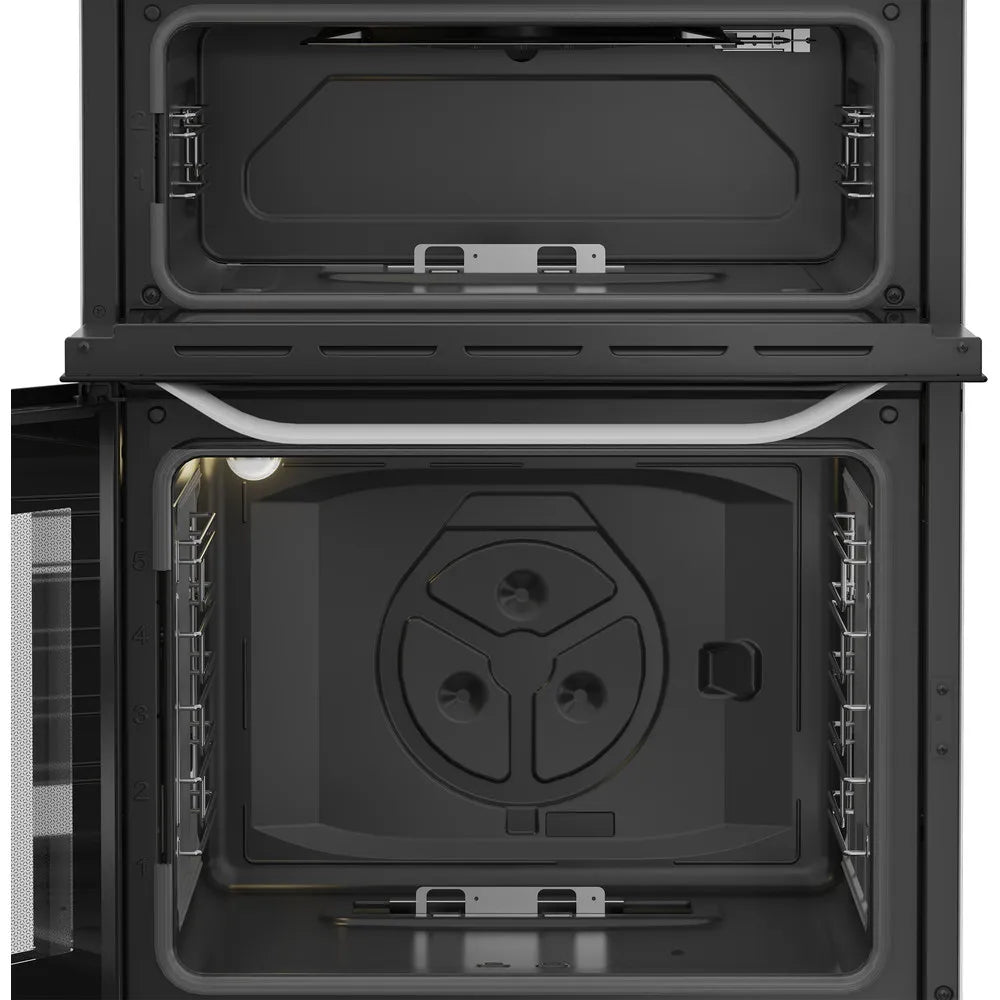 Hotpoint HDG6GDCW 60cm Freestanding Gas Double Oven Cooker with Glass Lid In White