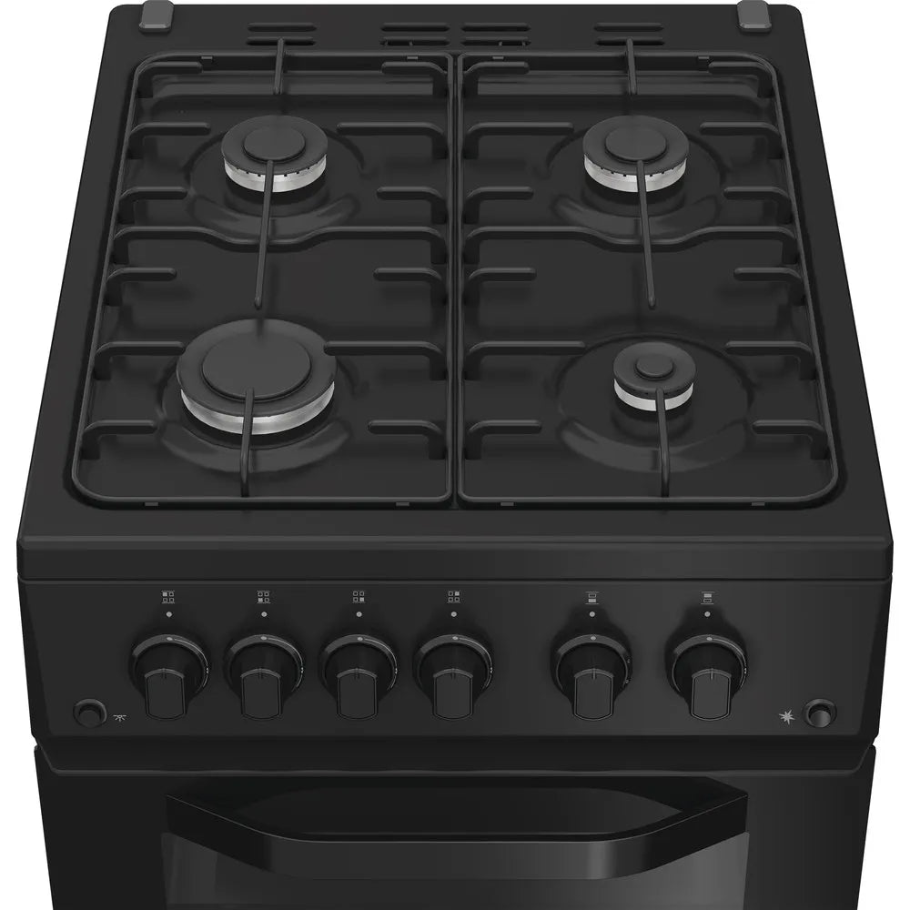 Hotpoint HTG5GCB 50cm Freestanding Gas Twin Cavity Cooker In Black