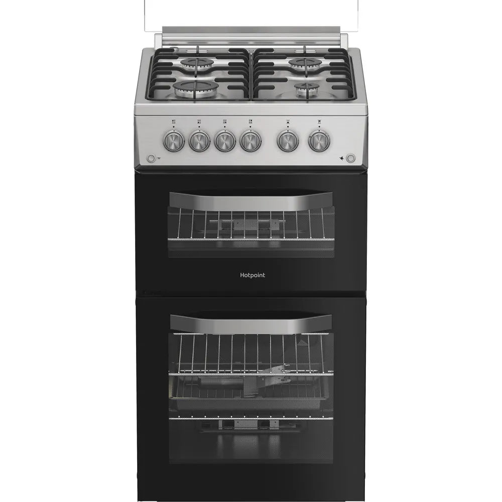 Hotpoint HDG5GCX 50cm Freestanding Gas Double Oven Cooker In Stainless Steel