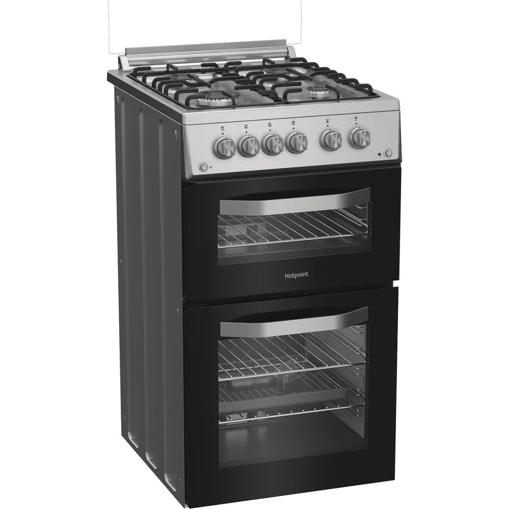 Hotpoint HDG5GCX 50cm Freestanding Gas Double Oven Cooker In Stainless Steel