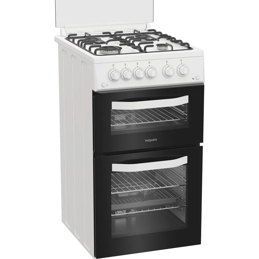 Hotpoint HDG5GCW 50cm Freestanding Gas Double Oven Cooker In White