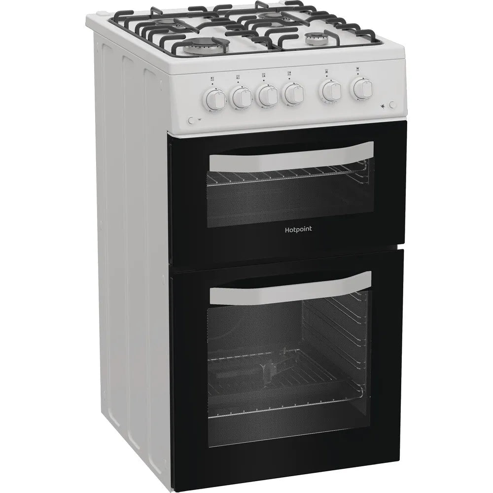 Hotpoint HTG5GCW 50cm Freestanding Gas Twin Cavity Cooker In White