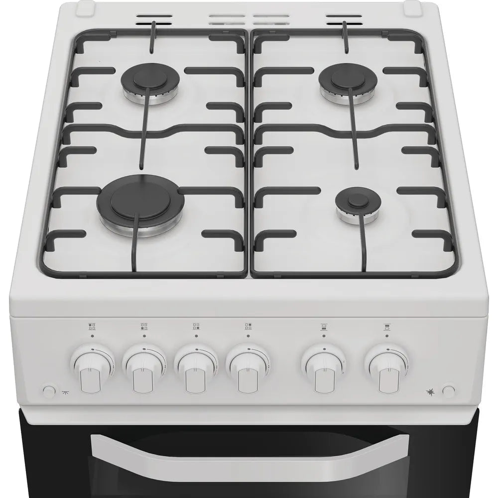 Hotpoint HTG5GCW 50cm Freestanding Gas Twin Cavity Cooker In White