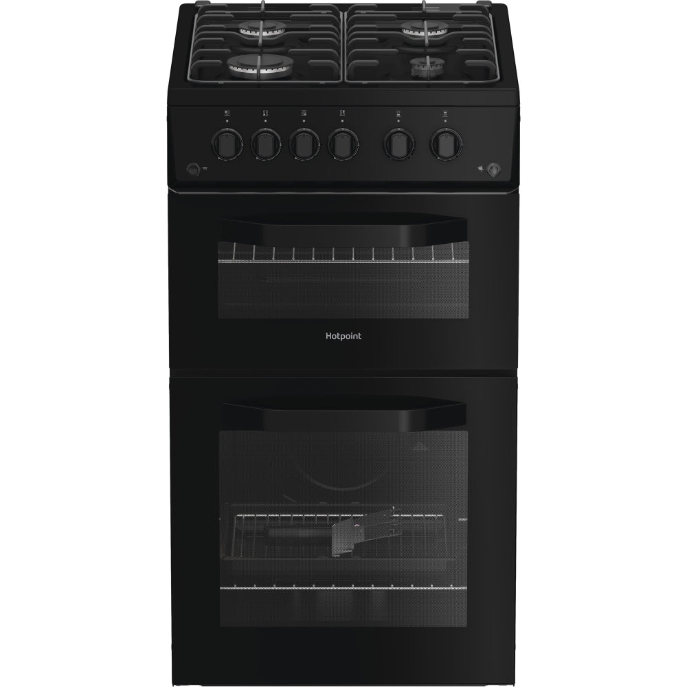 Hotpoint HDG5GCB 50cm Freestanding Gas Double Oven Cooker In Black