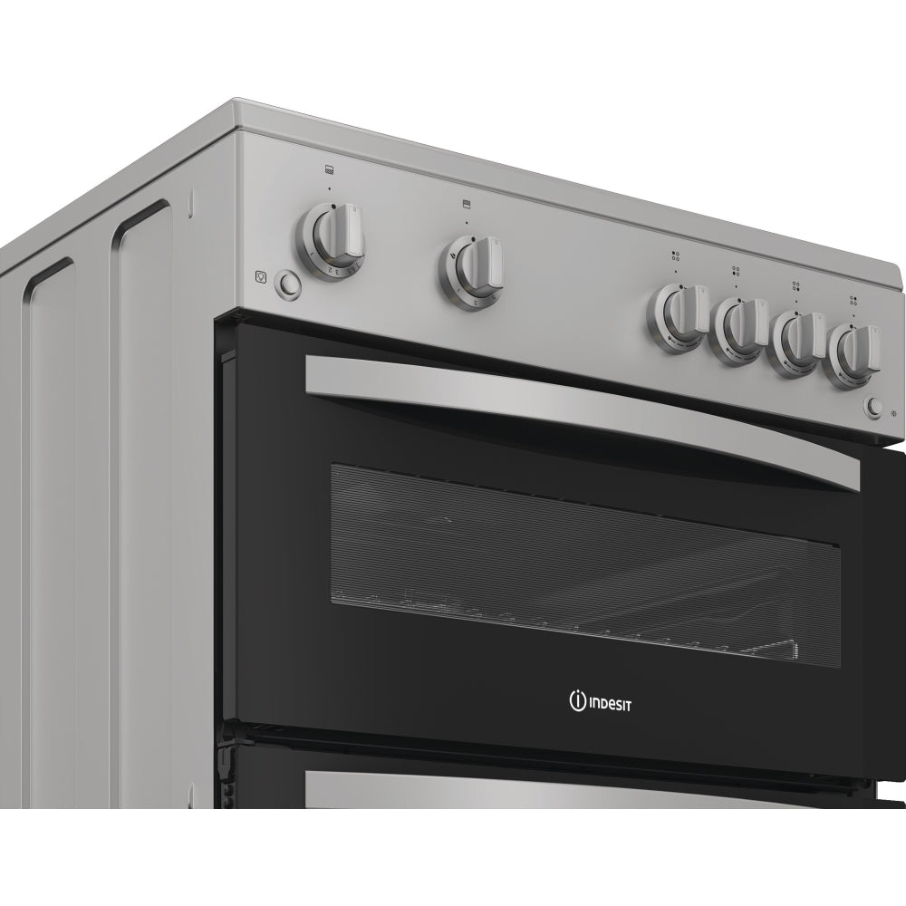 Indesit IDG6GS 60cm Gas Double Cooker - Silver