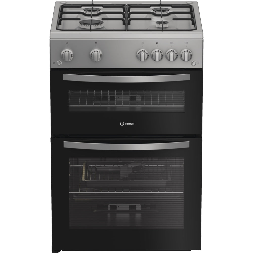 Indesit IDG6GS 60cm Gas Double Cooker - Silver