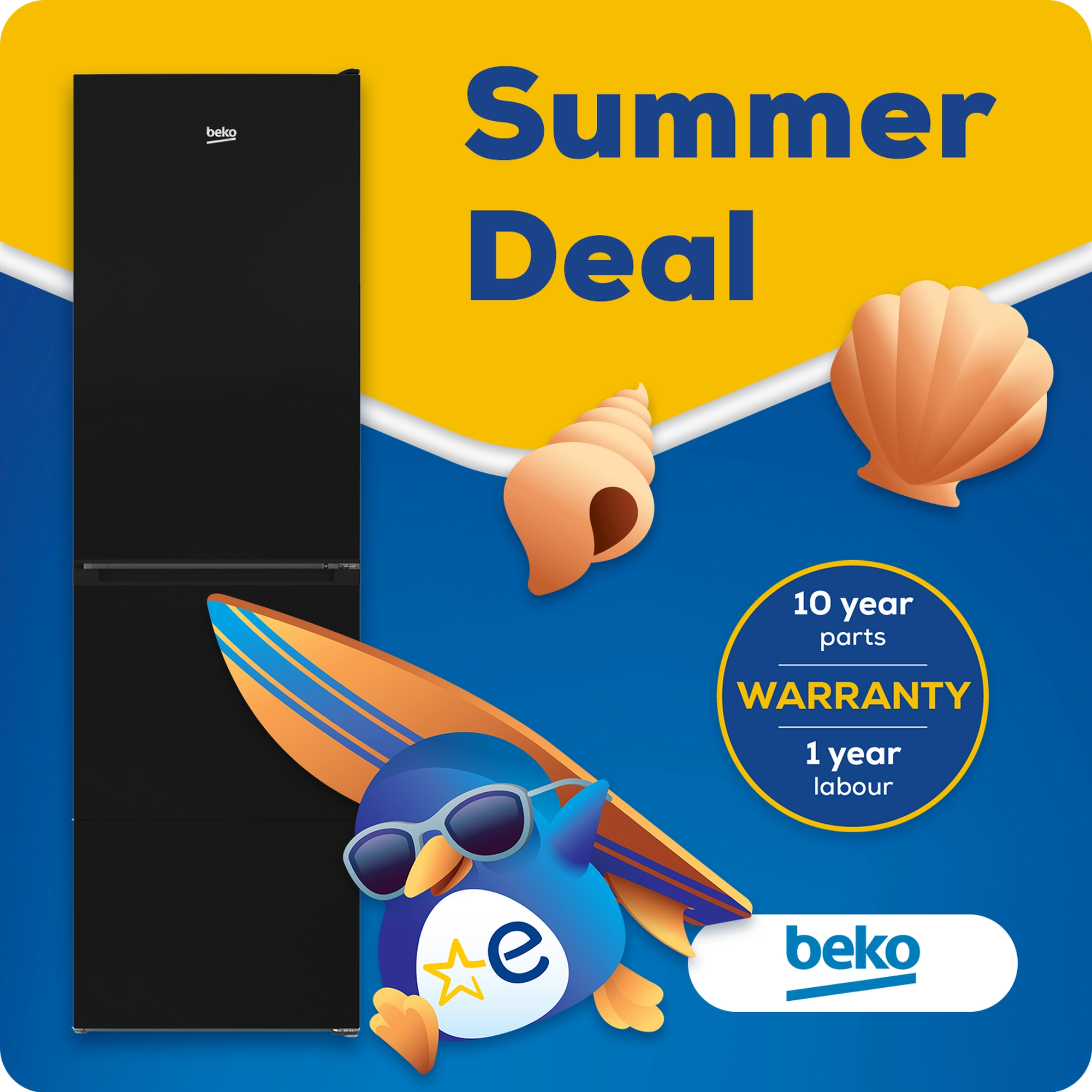 Beko CCFM4582B 54cm 50/50 Frost Free Fridge Freezer - Black