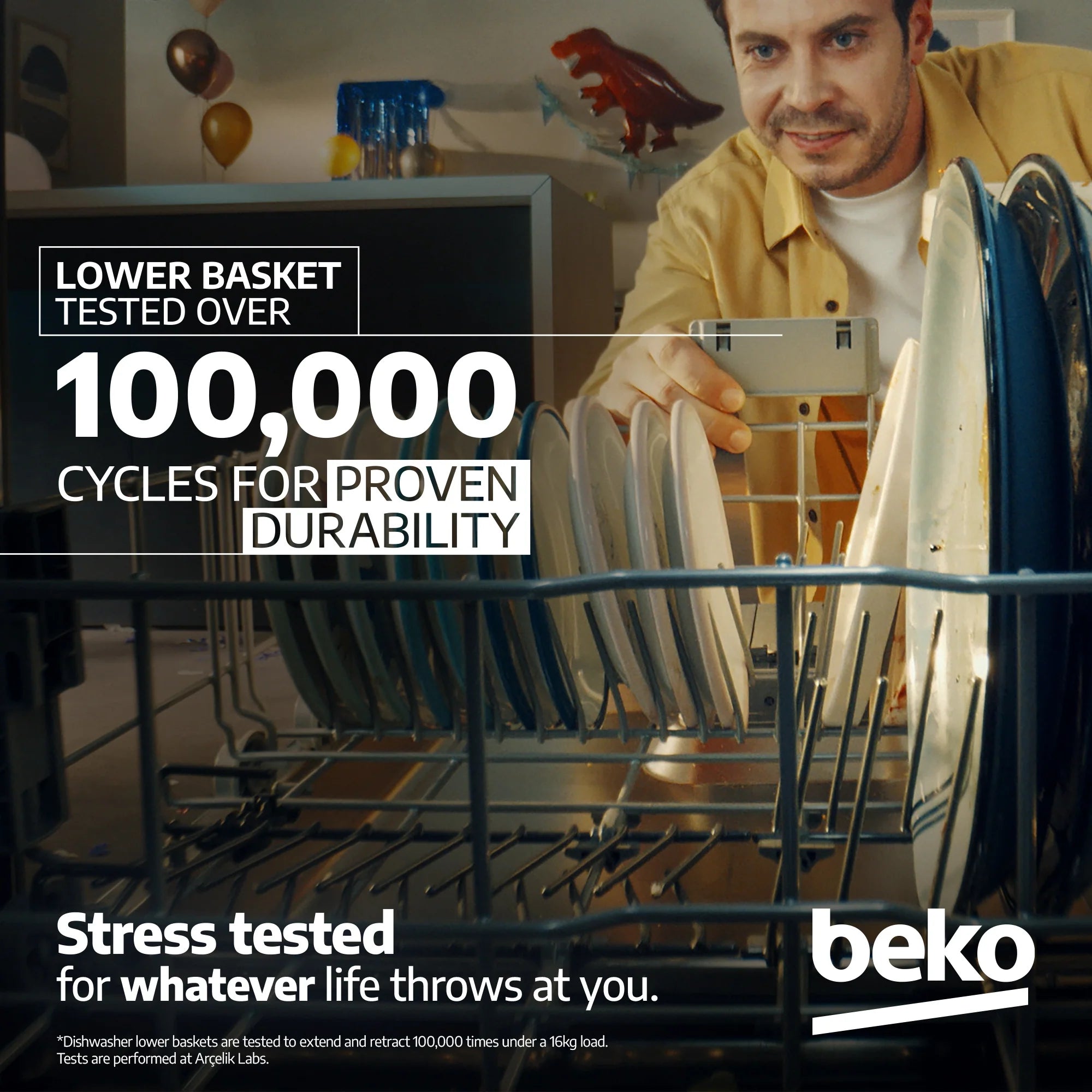 Beko DIN15C20 Integrated Full Size Dishwasher - 14 Place Settings