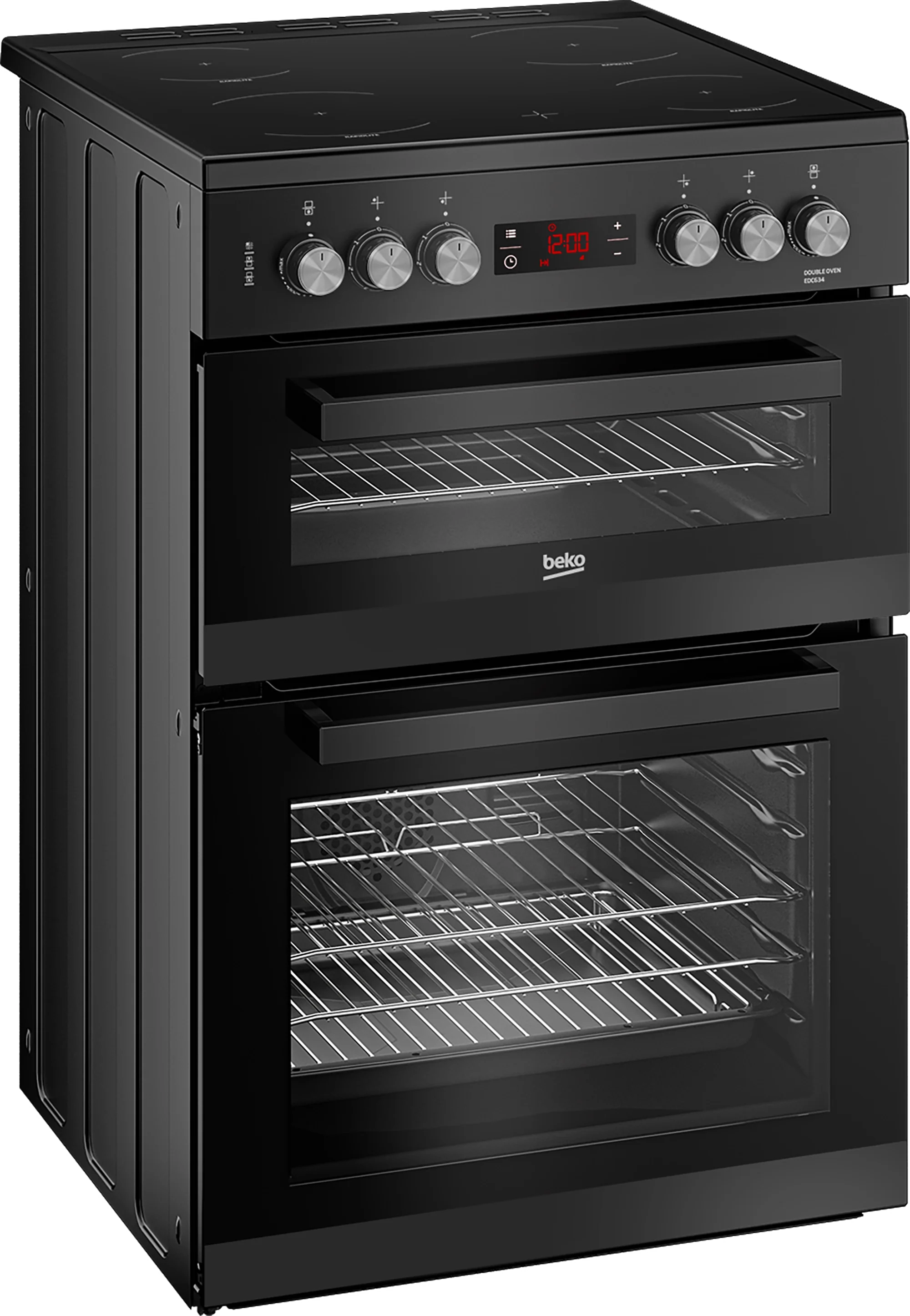 Beko EDC634K 60cm Double Oven Electric Cooker with Ceramic Hob - Black
