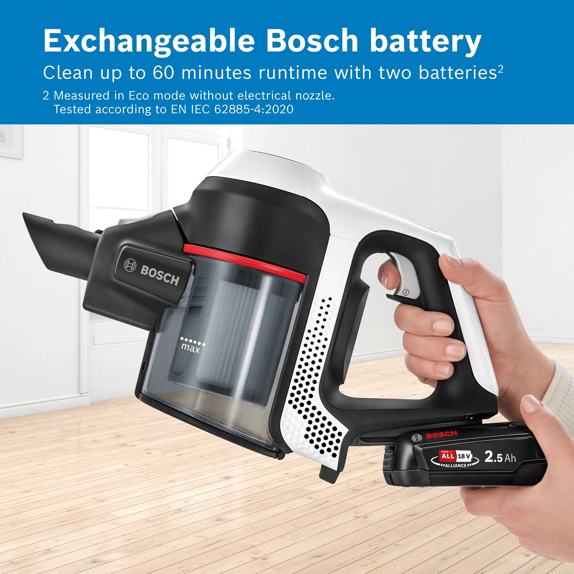 Bosch BCS612GB Unlimited Serie 6 ProHome Cordless Vacuum Cleaner - 30 Minute Run Time - White - PLUS Additional Battery
