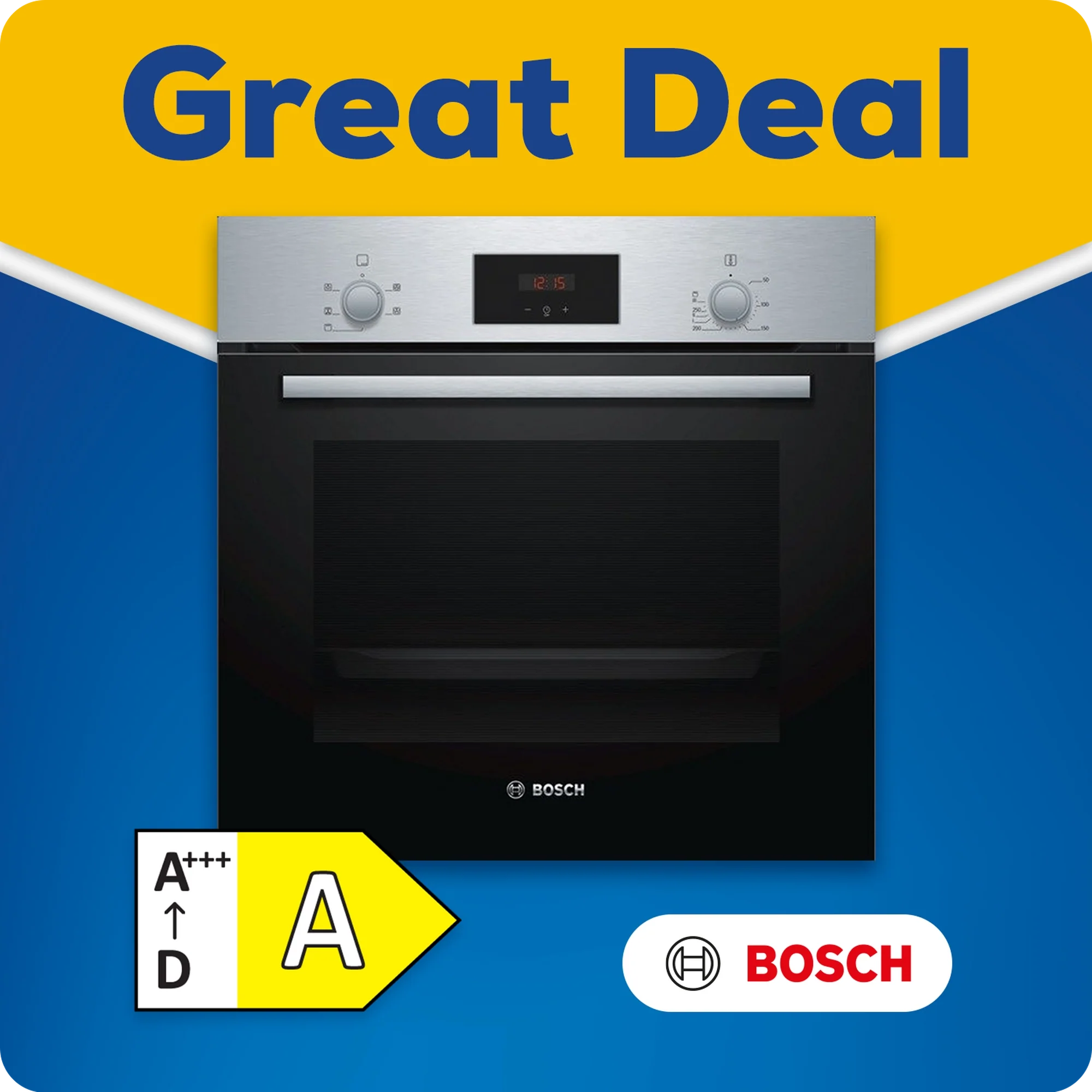 Bosch HHF113BR0B 59.4cm Serie 2 Built In Electric Single Oven with 3D Hot Air - Stainless Steel