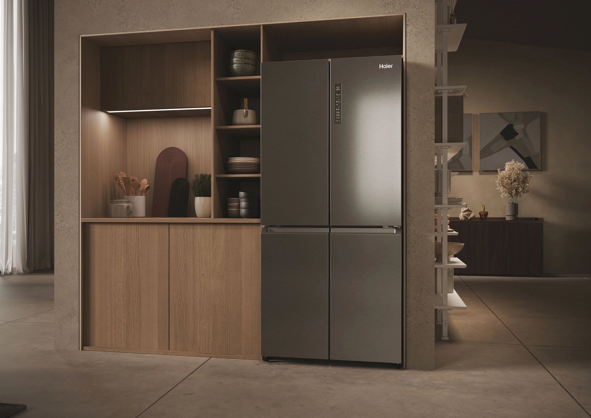 Haier HCR3818ENMM 83.3cm 60/40 Frost Free Multi Door Fridge Freezer - Inox