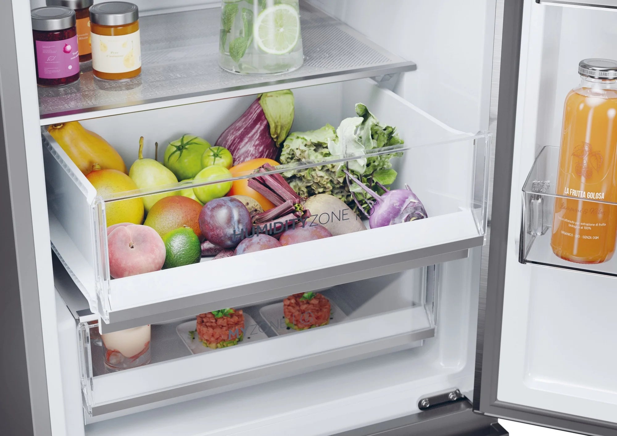 Haier HTW5618EWMP 59.5cm 60/40 Frost Free Fridge Freezer - Dark Inox