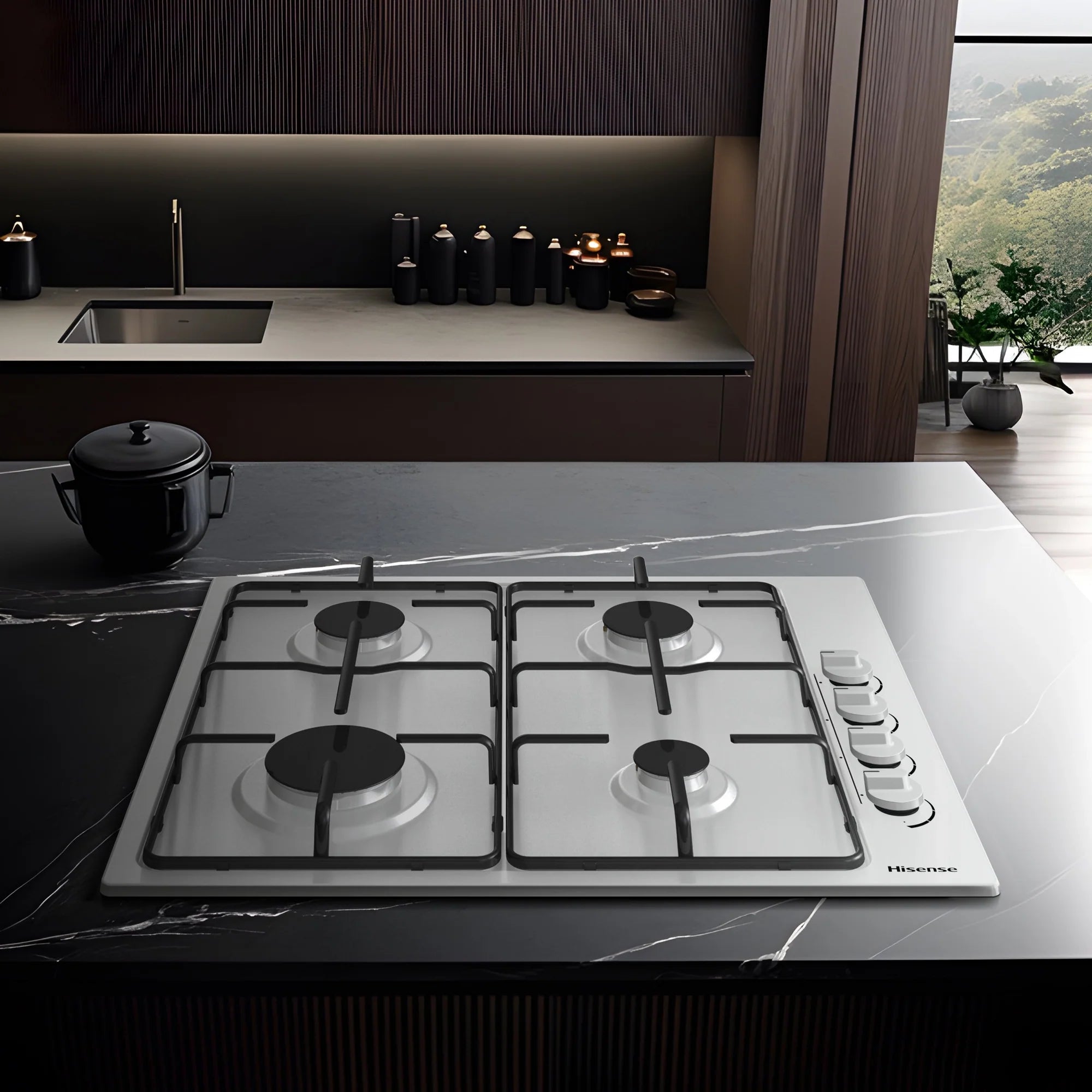 Hisense GM642XHS 60cm 4 Burner Gas Hob - Stainless Steel
