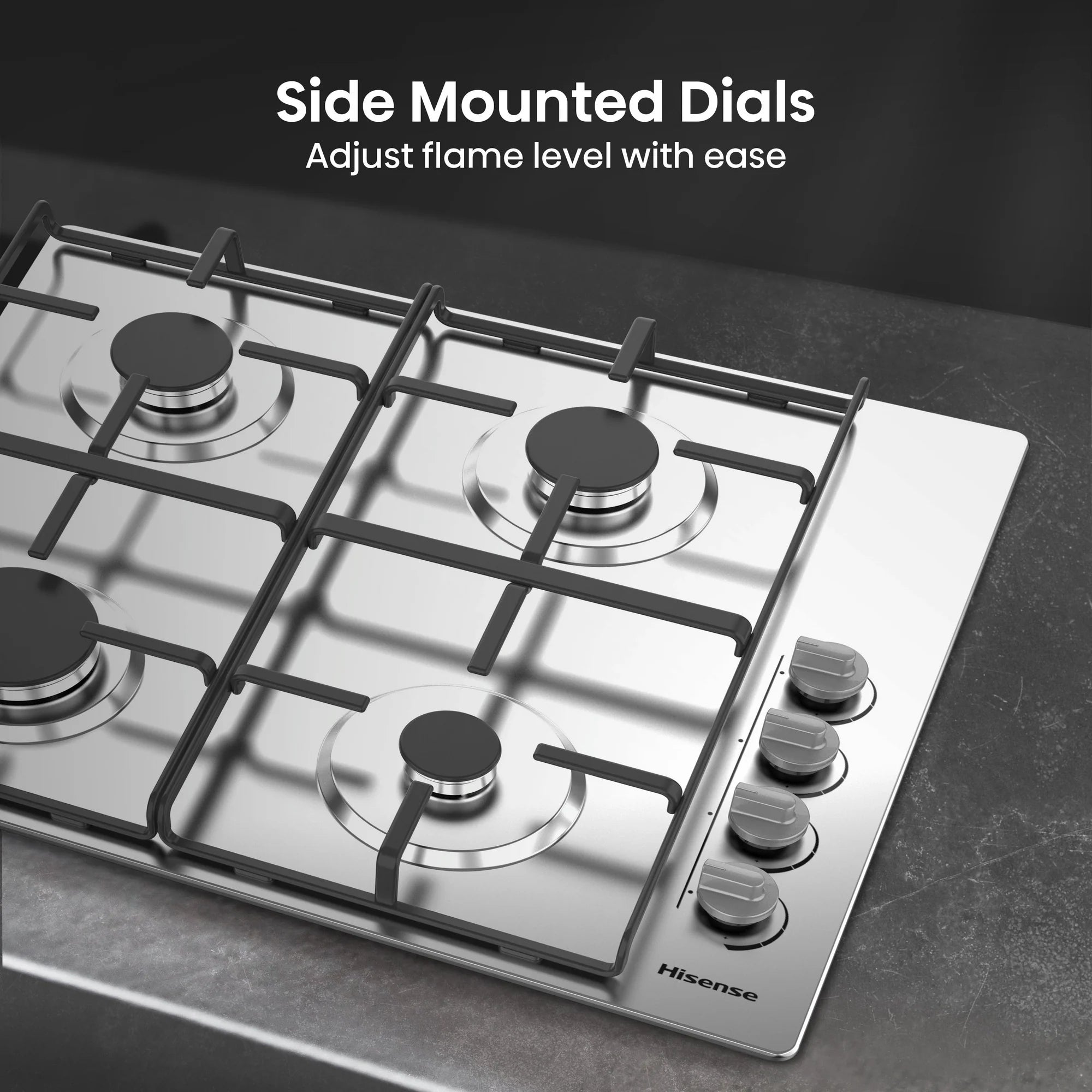 Hisense GM642XHS 60cm 4 Burner Gas Hob - Stainless Steel