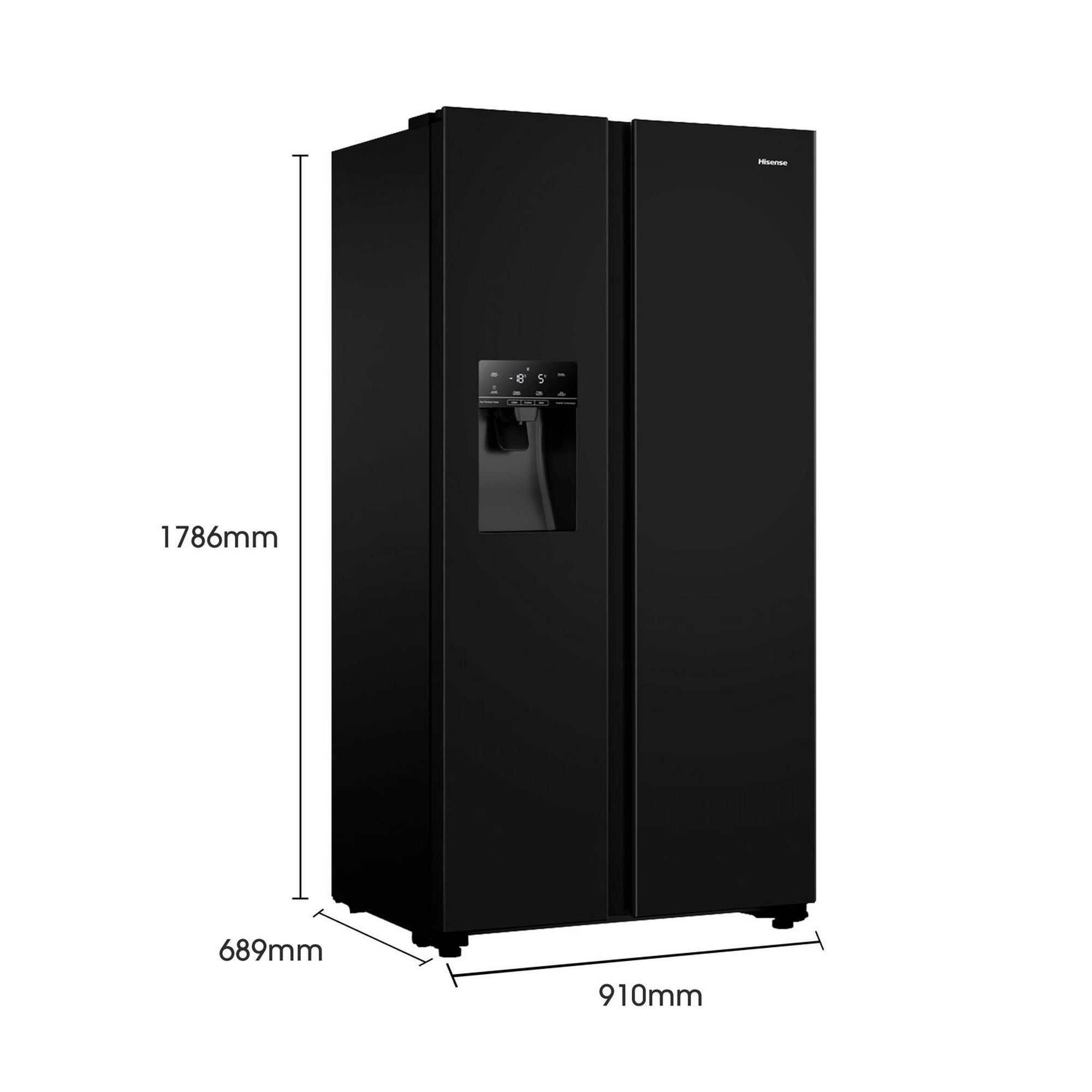 Hisense RS694N4TBE 91cm 70/30 Frost Free American Fridge Freezer - Black