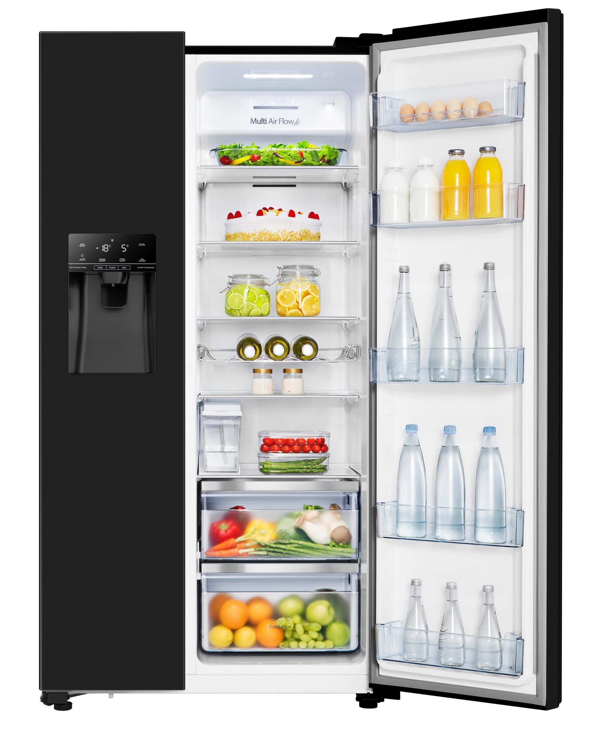 Hisense RS694N4TBE 91cm 70/30 Frost Free American Fridge Freezer - Black