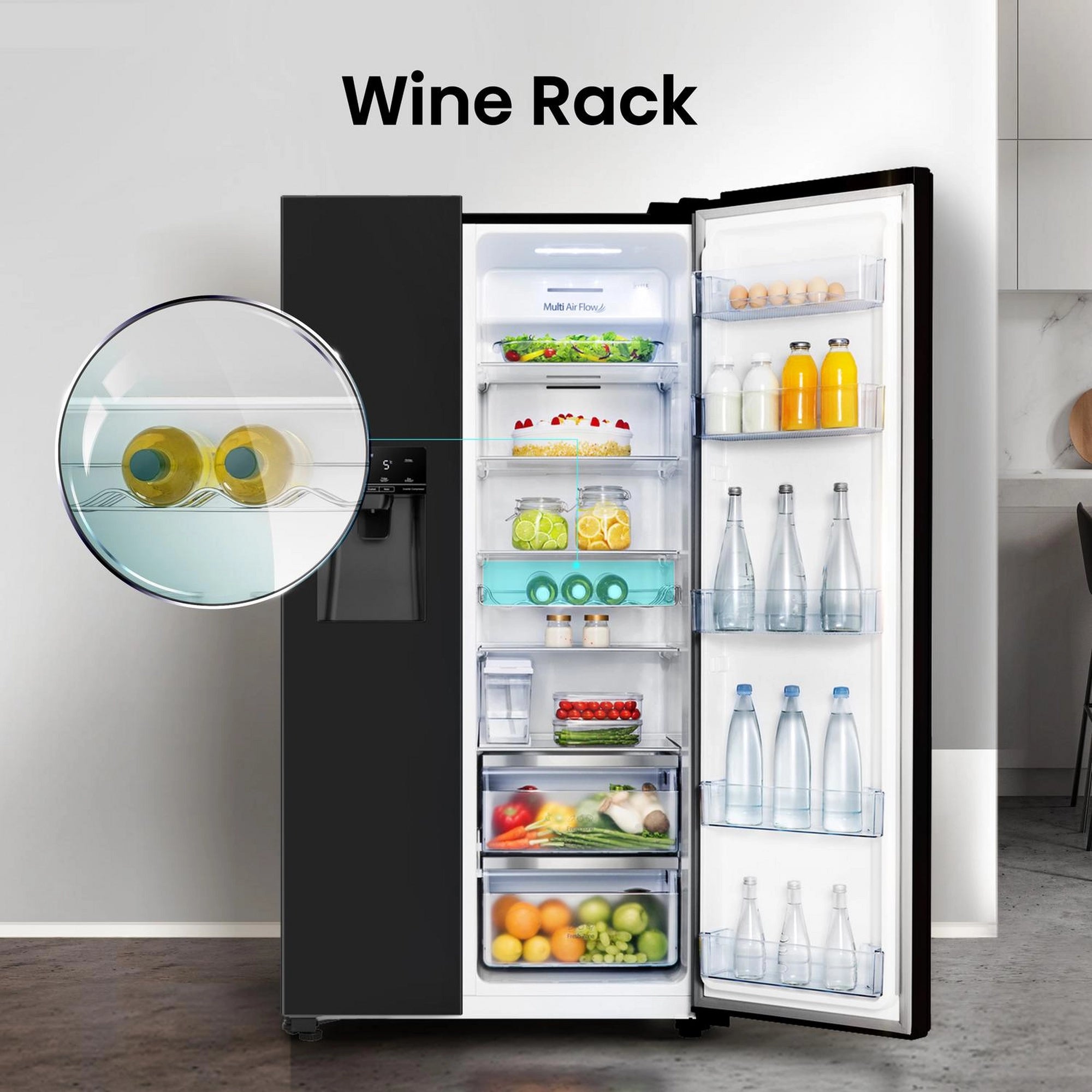 Hisense RS694N4TBE 91cm 70/30 Frost Free American Fridge Freezer - Black