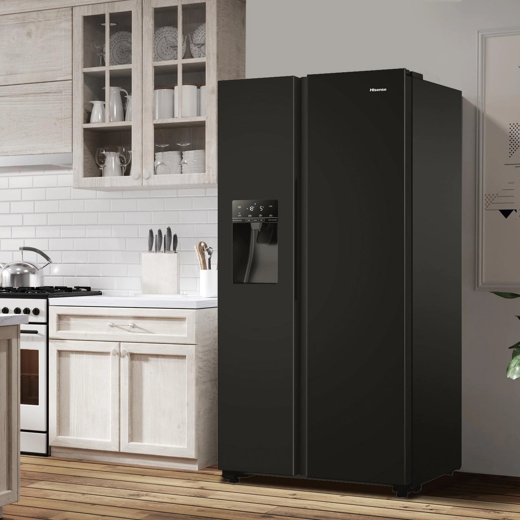Hisense RS694N4TBE 91cm 70/30 Frost Free American Fridge Freezer - Black