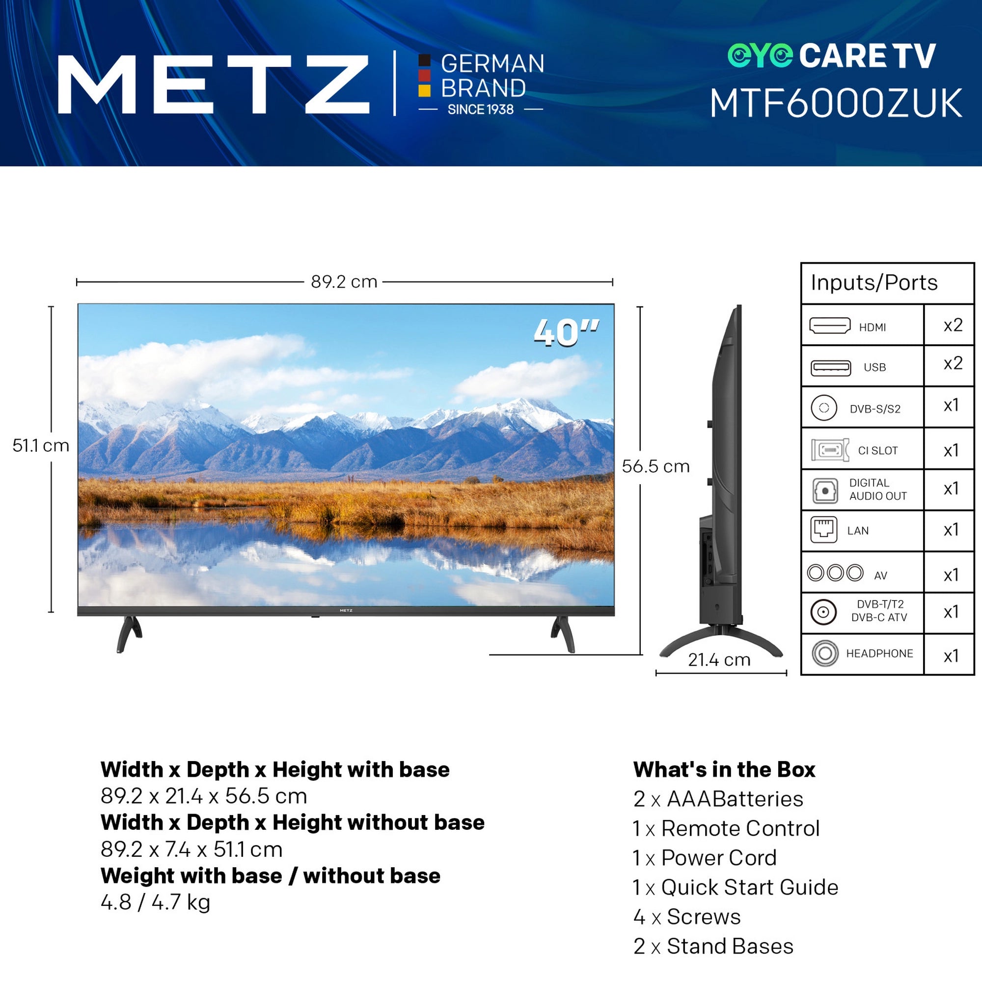 Metz 40MTF6000ZUK 40" 2K DLED Smart TVs