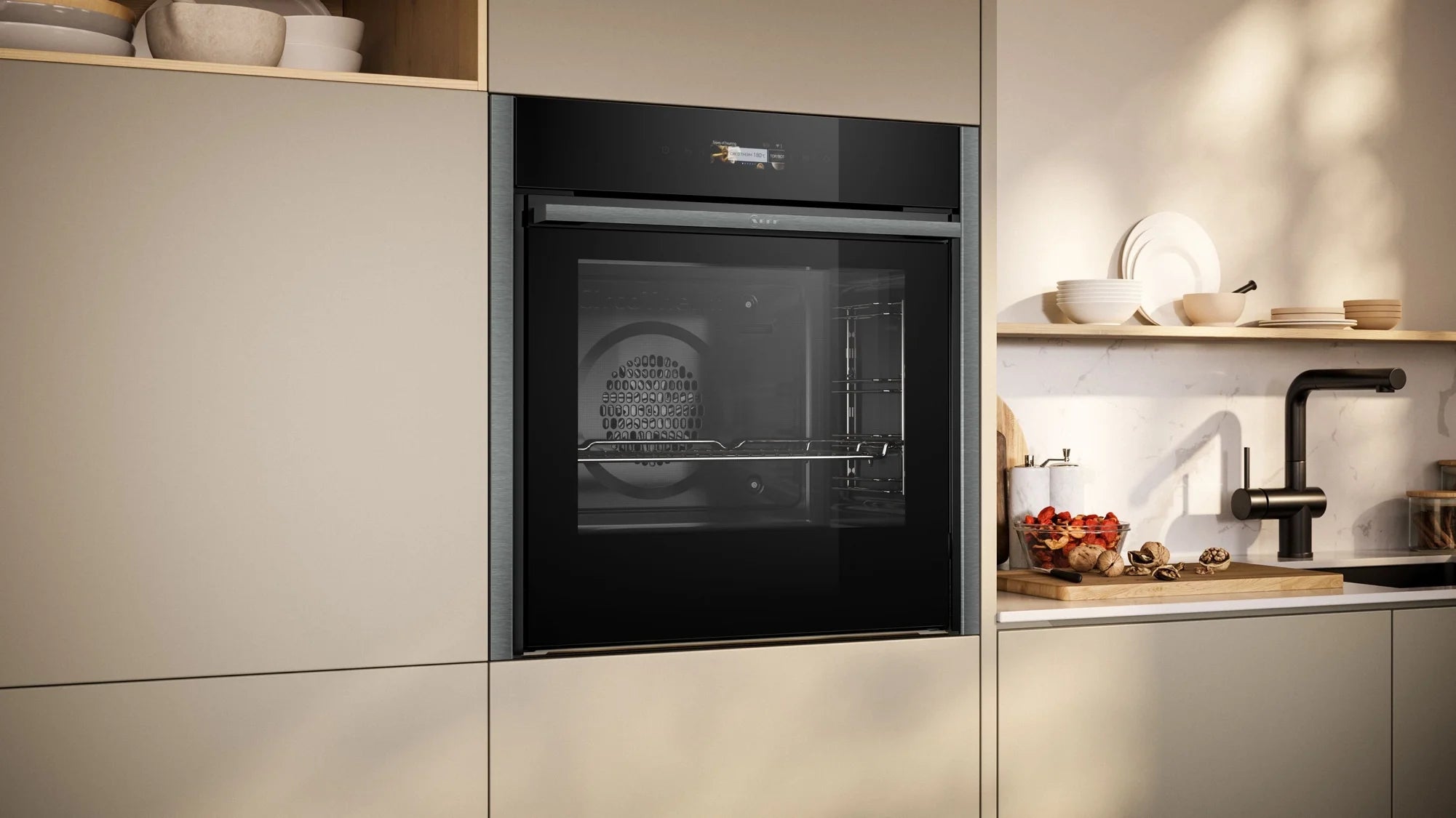 NEFF B54CR71G0B 60cm Slide and Hide Built In Electric Single Oven - Black / Graphite