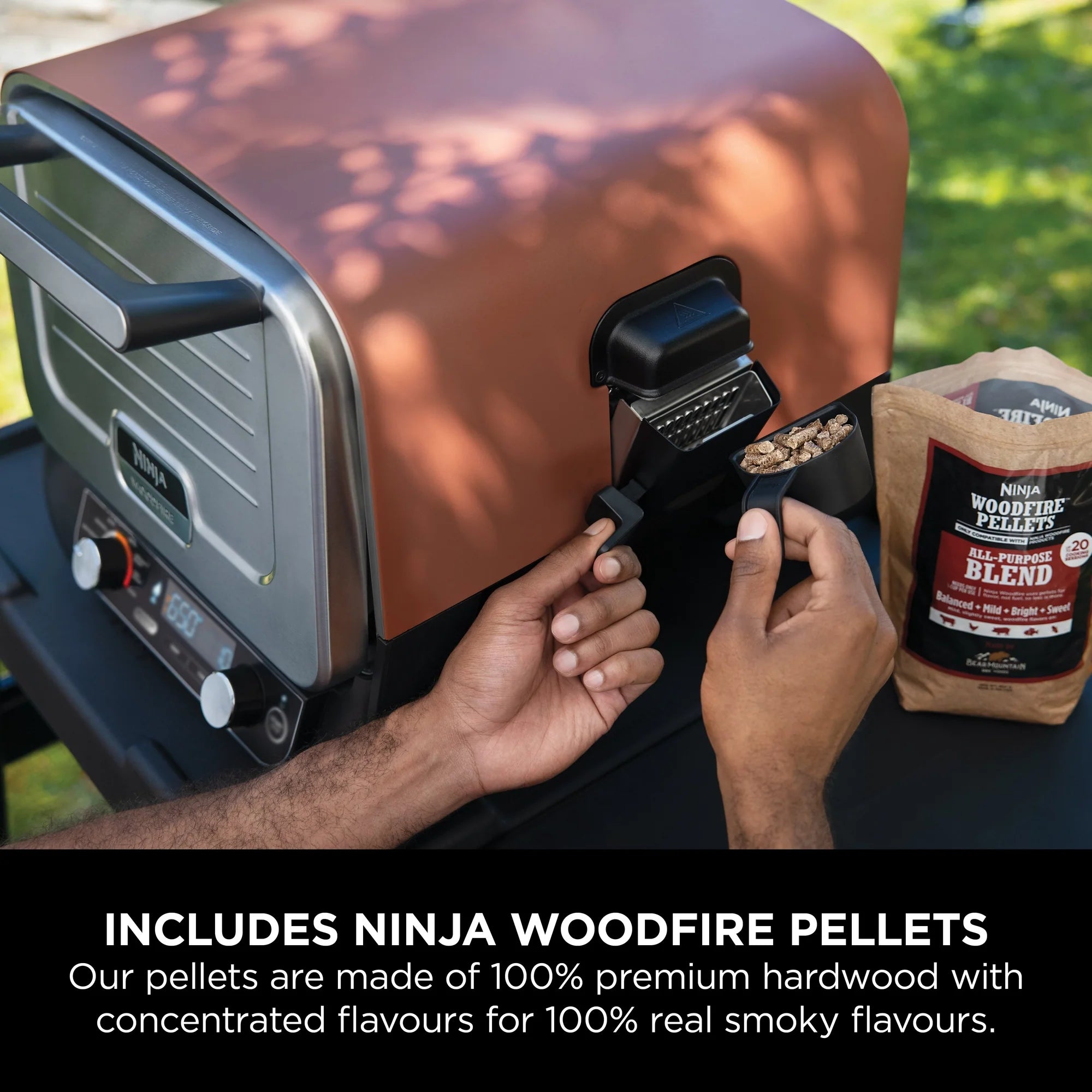 Ninja OO101UK Ninja Woodfire Outdoor Oven- Artisan Pizza Maker and BBQ Smoker - Terracotta/Steel
