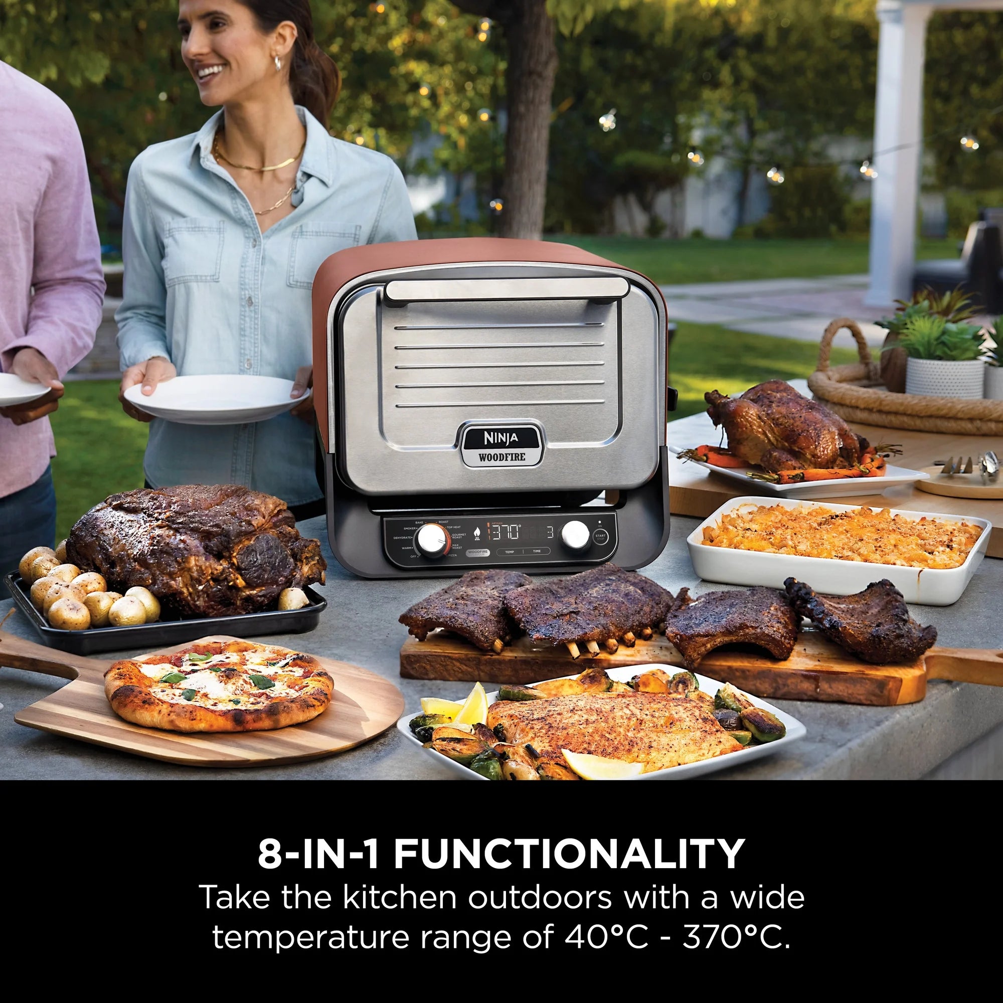 Ninja OO101UK Ninja Woodfire Outdoor Oven- Artisan Pizza Maker and BBQ Smoker - Terracotta/Steel
