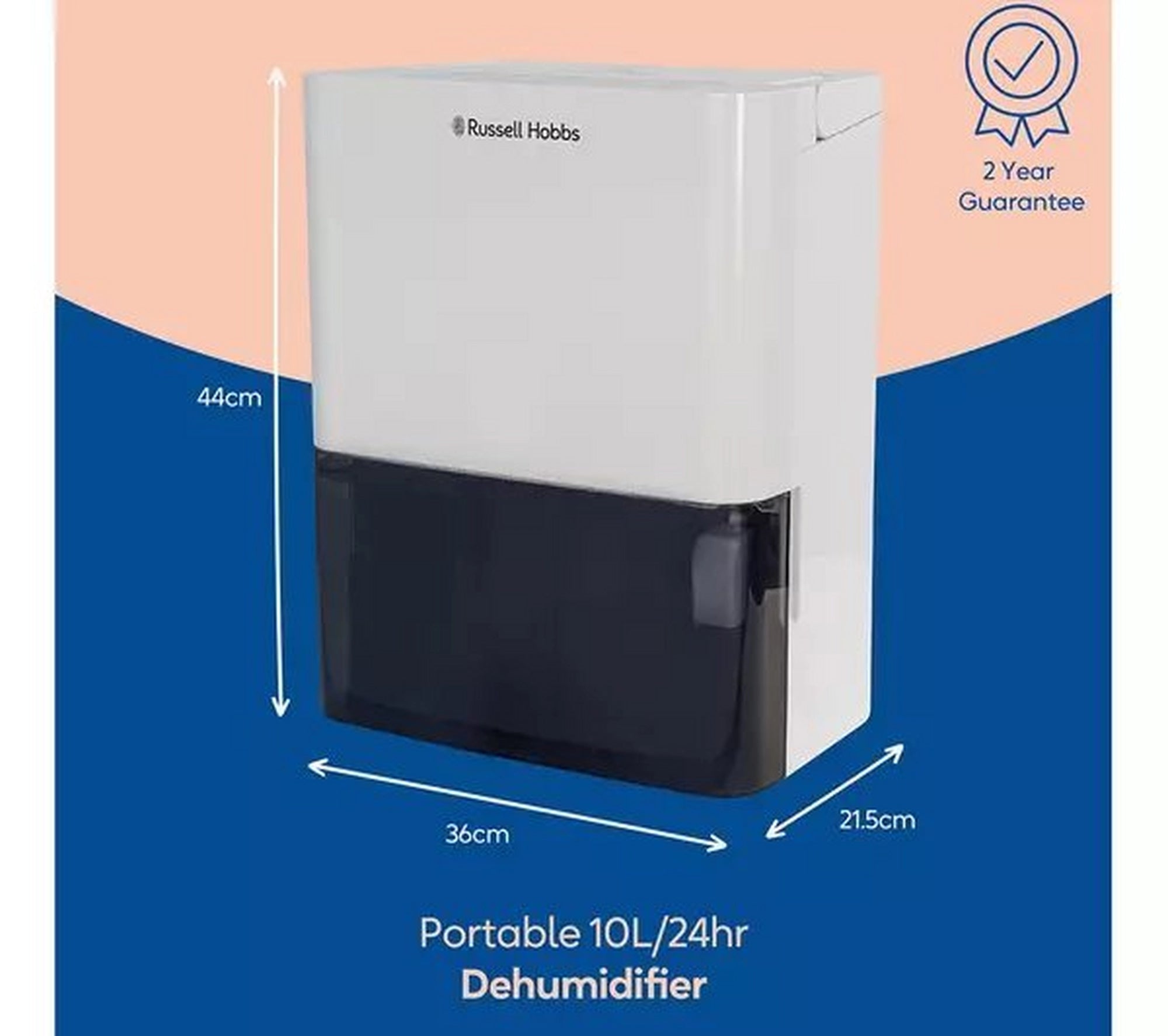 Russell Hobbs RHDH1001 10L Dehumidifier - White & Black