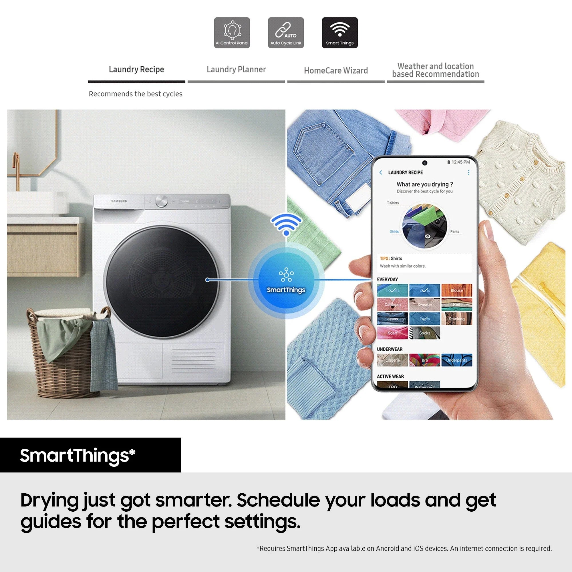 Samsung Series 5 OptimalDry™ DV90CGC0A0AEEU 9kg Smart Heat Pump Tumble Dryer - White