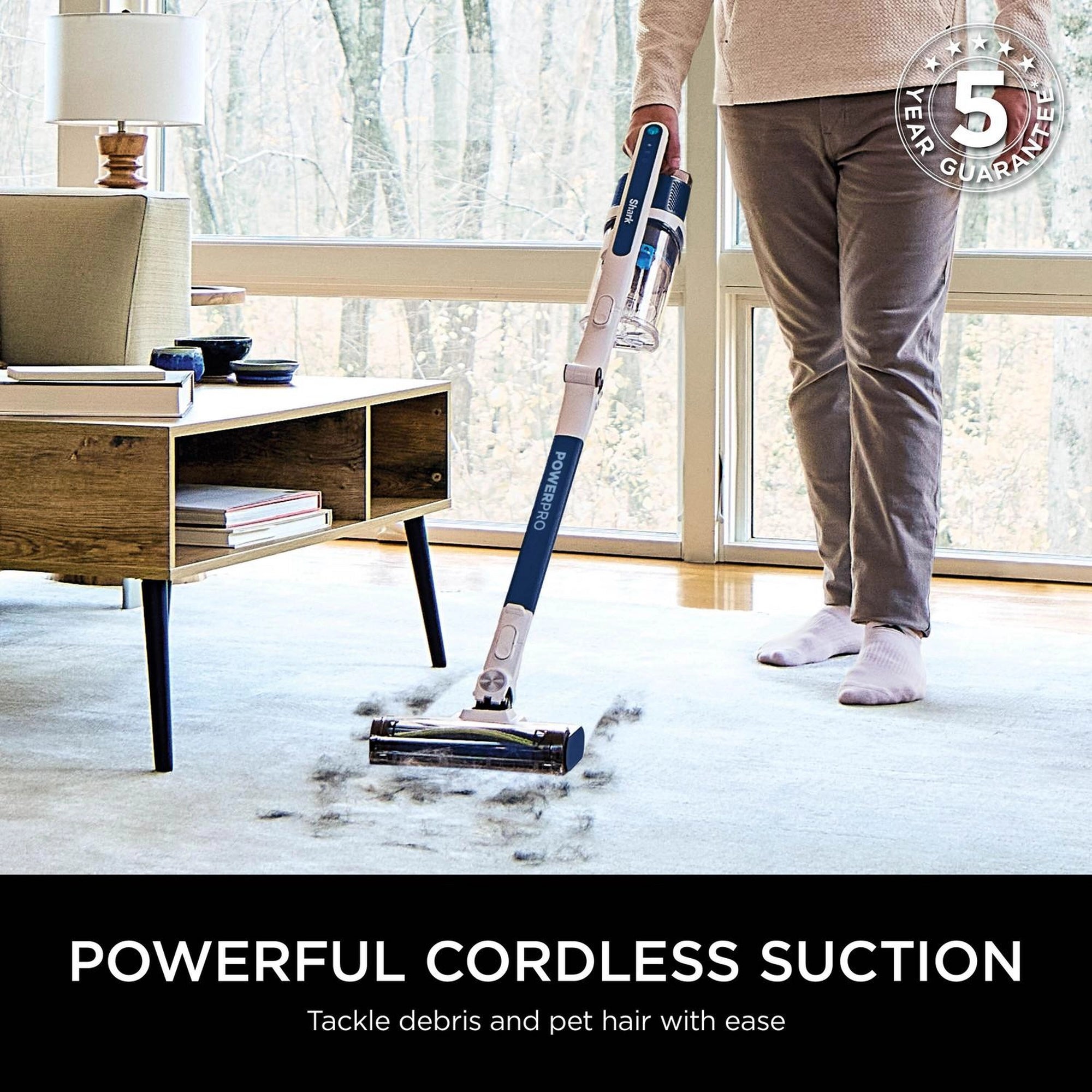 Shark IZ380UK PowerPro Cordless Stick Vacuum Cleaner - 50 Minutes Run Time - Navy Metallic