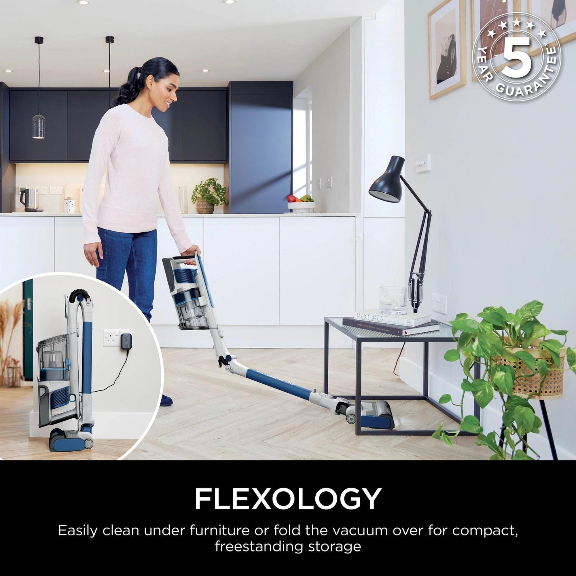 Shark IZ380UK PowerPro Cordless Stick Vacuum Cleaner - 50 Minutes Run Time - Navy Metallic
