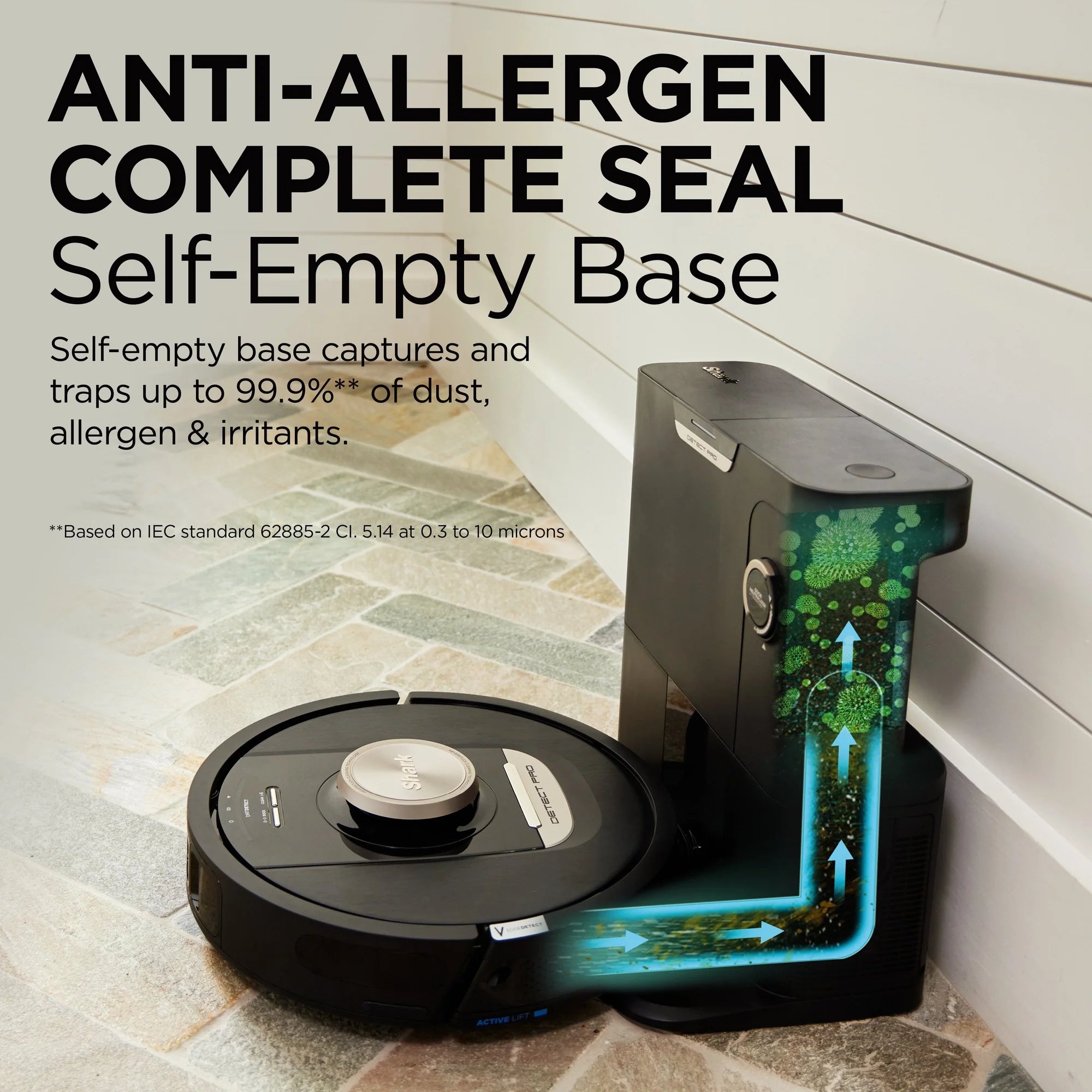 Shark RV2820VEUK PowerDetect Self-Empty Robot Vacuum - 100 Min Minutes Run Time - Black