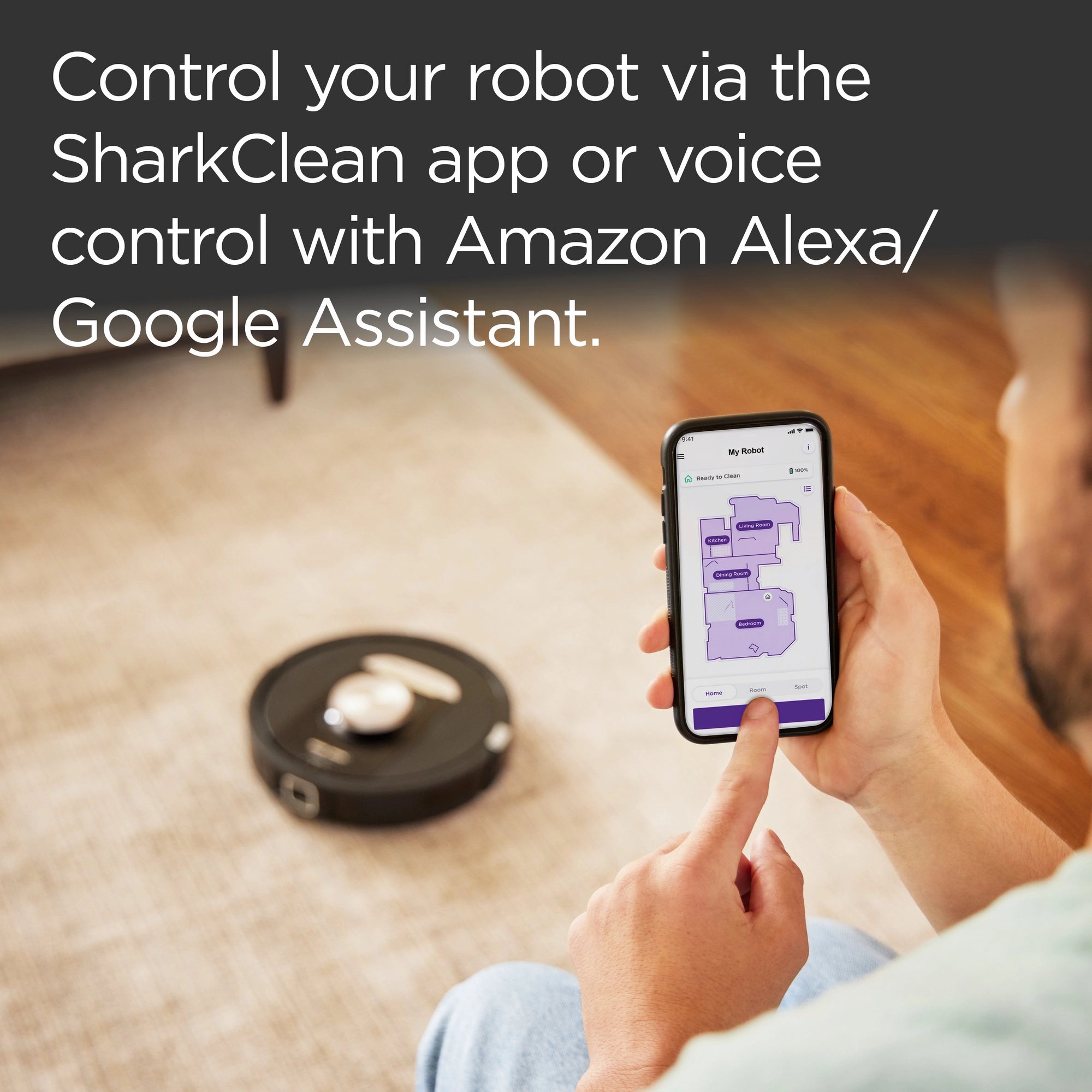 Shark RV2820VEUK PowerDetect Self-Empty Robot Vacuum - 100 Min Minutes Run Time - Black