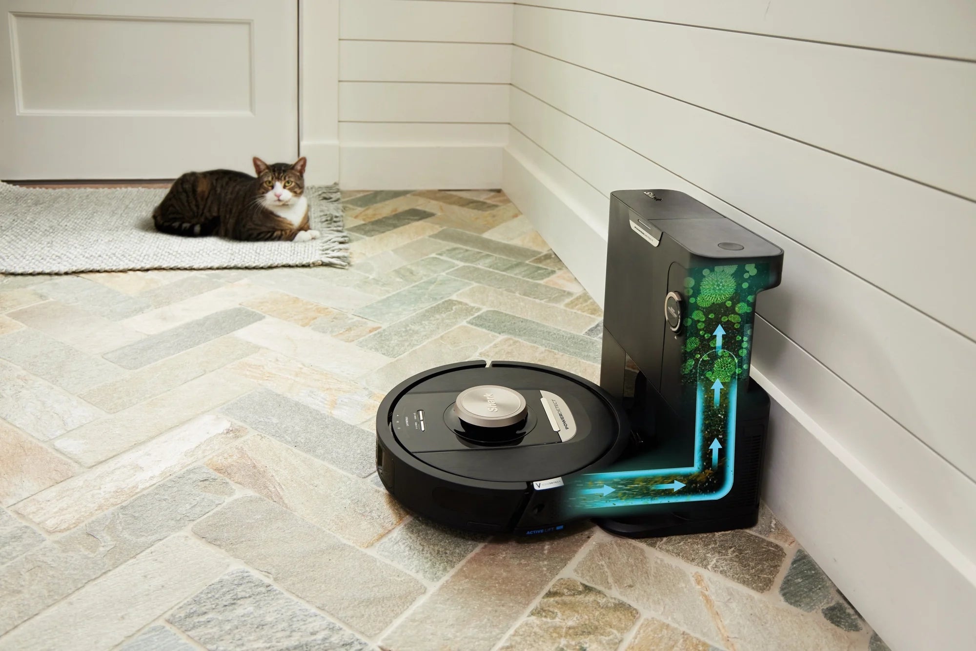 Shark RV2820VEUK PowerDetect Self-Empty Robot Vacuum - 100 Min Minutes Run Time - Black