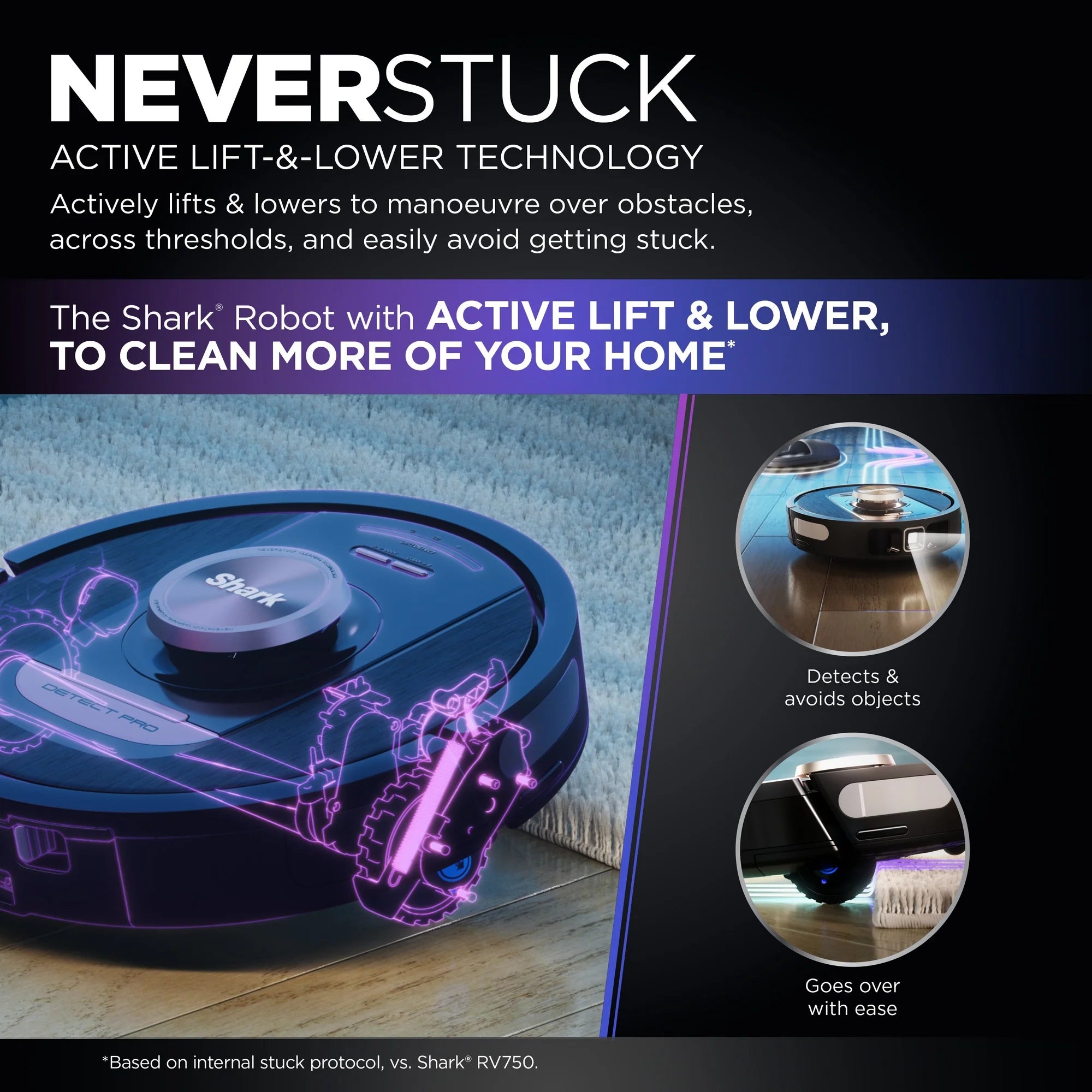 Shark RV2820VEUK PowerDetect Self-Empty Robot Vacuum - 100 Min Minutes Run Time - Black