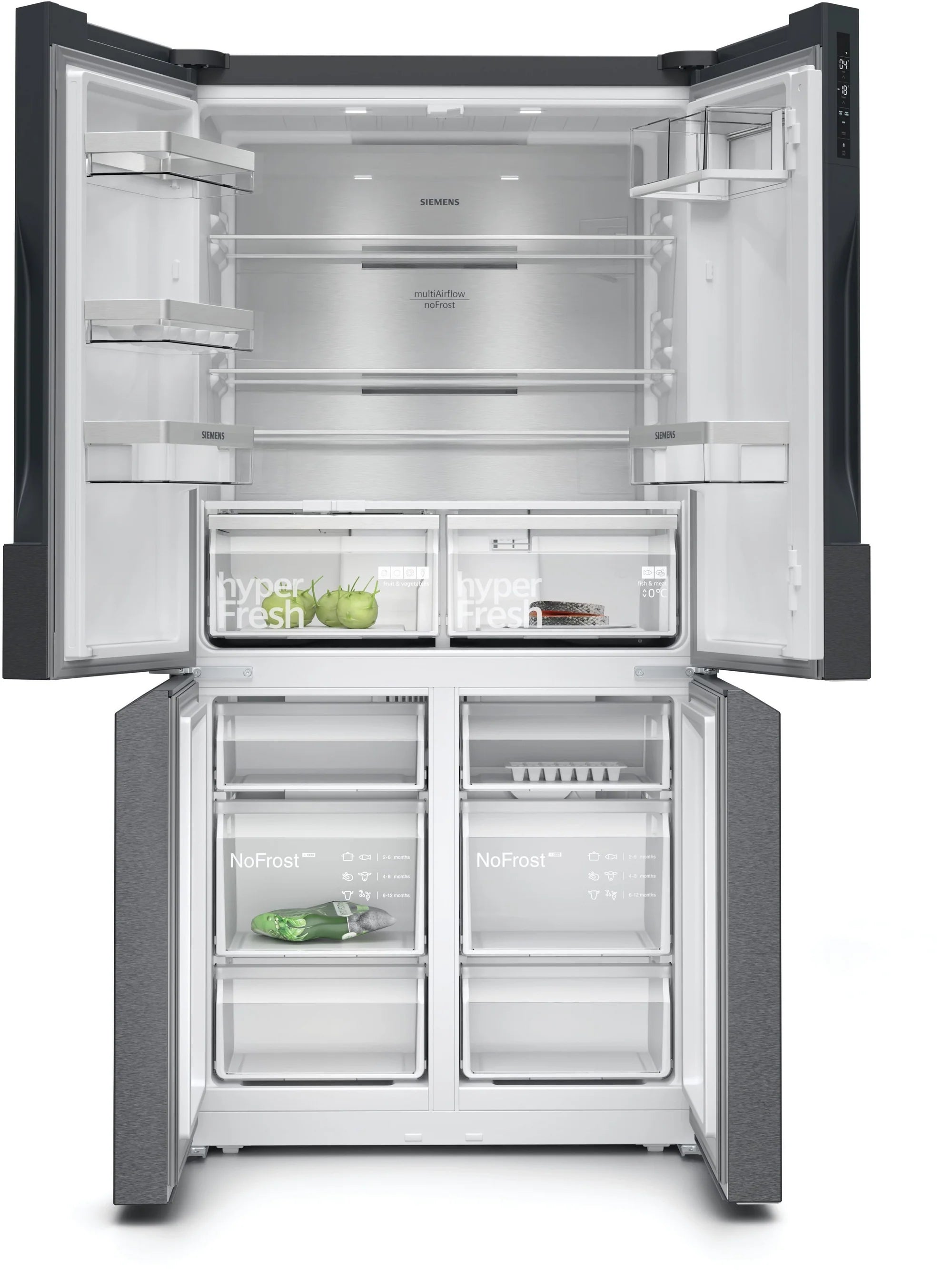 Siemens KF96NAXEAG IQ300 90.5cm Multi Door American Style Fridge Freezer - Black Stainless Steel