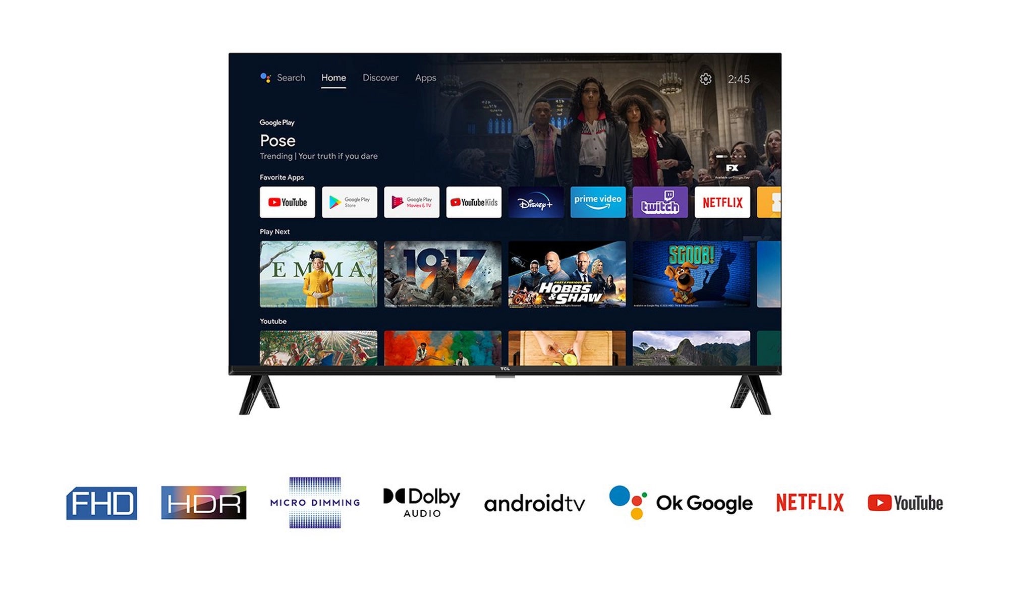 TCL 32S5400AFK 32" Frameless FHD HDR Smart Android TVs