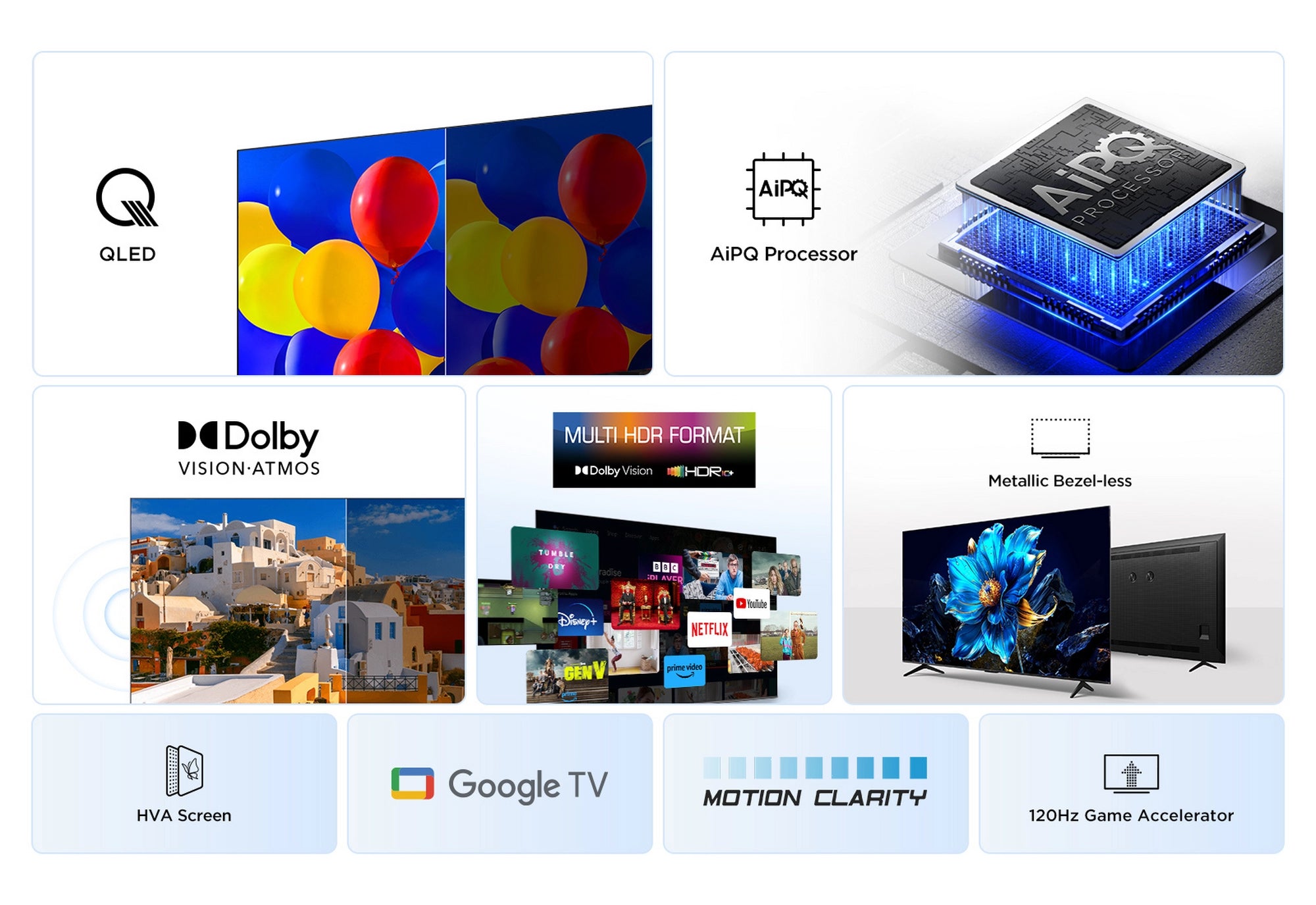 TCL 75P7K-UK 75" 4K QLED Direct LED HDR Google TVs