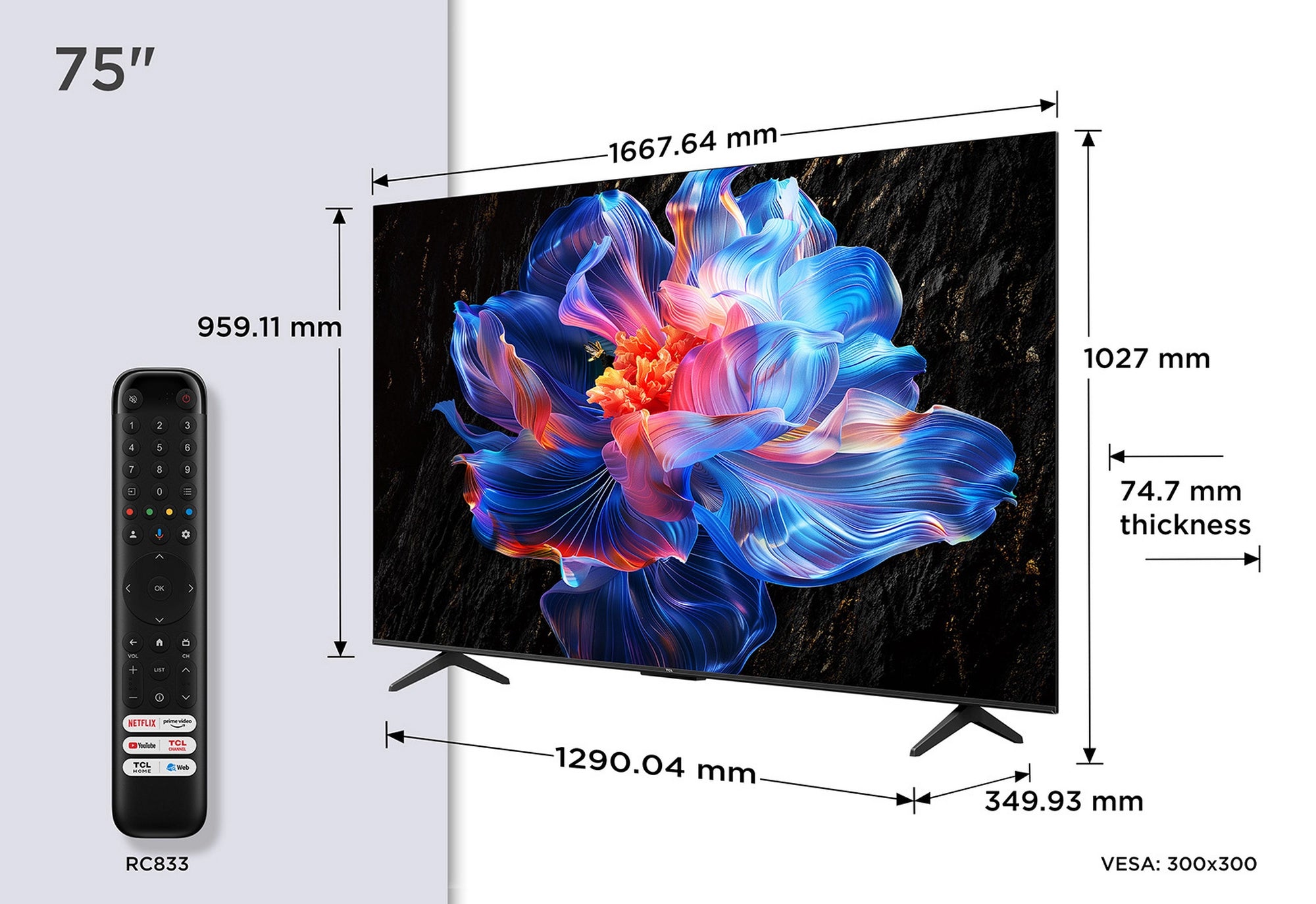 TCL 75V6C-UK 75" 4K Direct LED HDR TVs Google TV