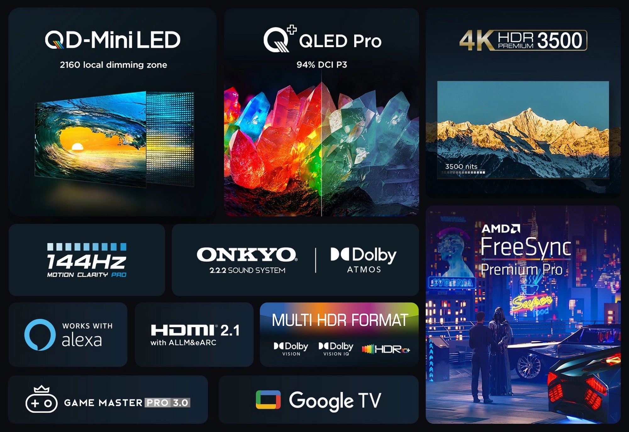 TCL 98C855K 98" 4K QLED HDR Premium Google TVs